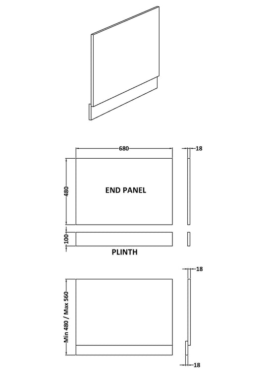 Fusion Bath End Panel & Plinth 700mm