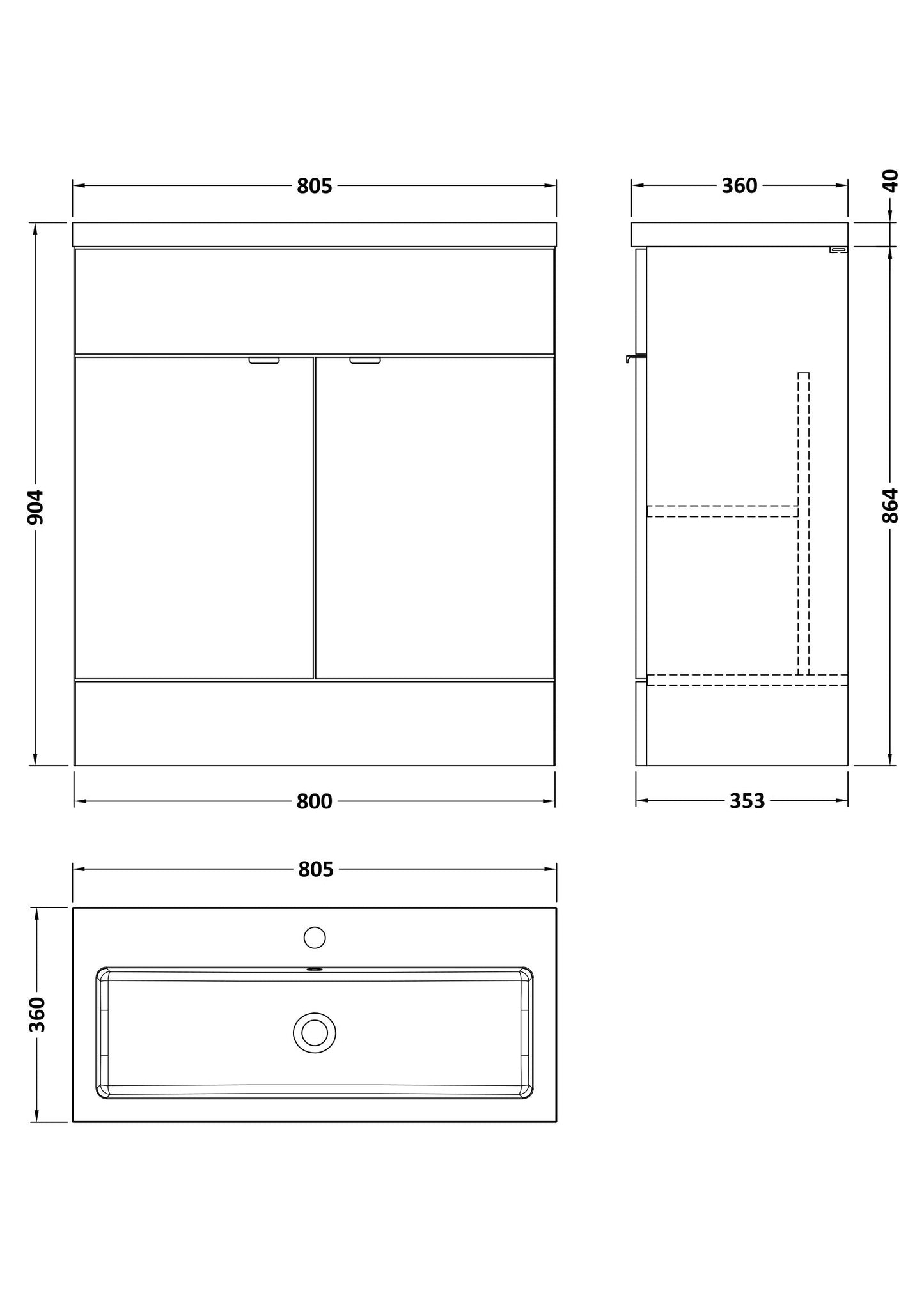 Hudson Reed Fusion 800mm Anthracite Woodgrain Floor Standing 2 Door Vanity Unit & Polymarble Basin