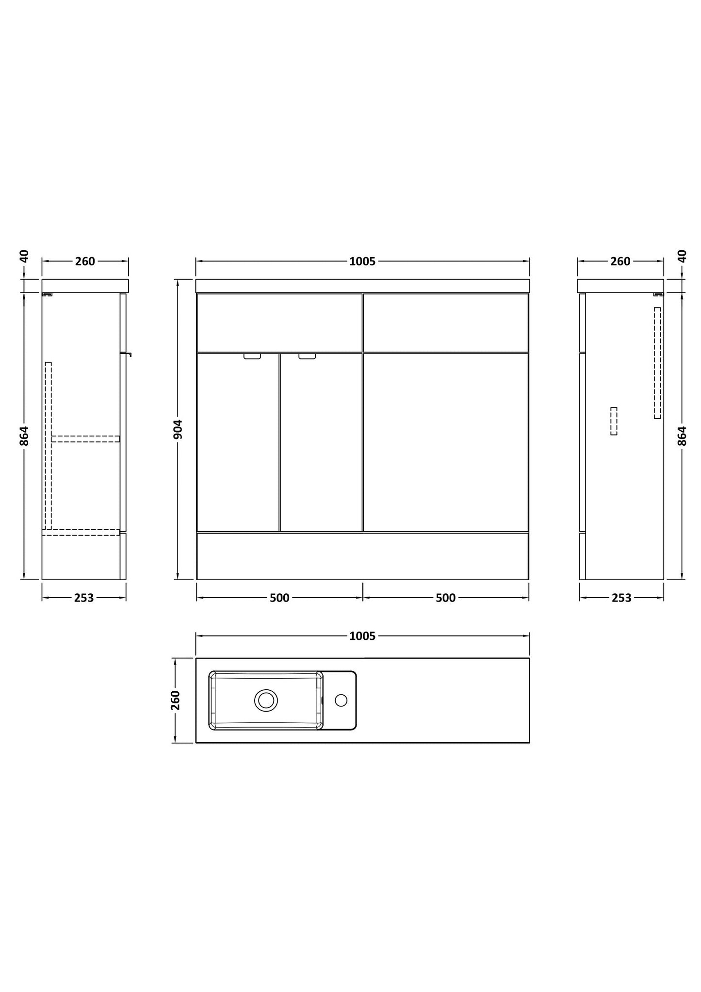 Hudson Reed Fusion 1000mm Charcoal Black Floor Standing 2 Door Vanity & Toilet Combination With Basin
