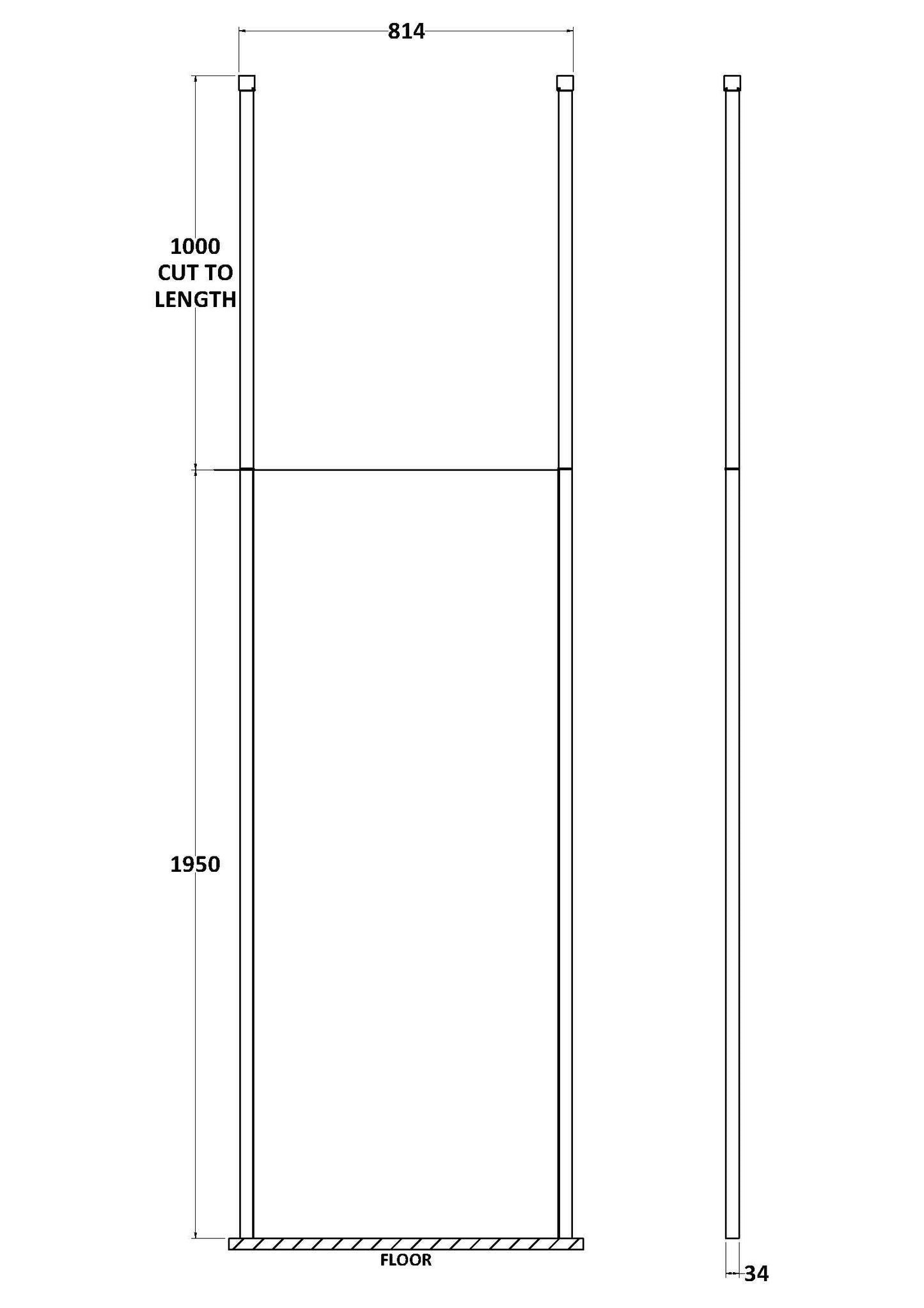 800mm Wetroom Screen With Ceiling Post