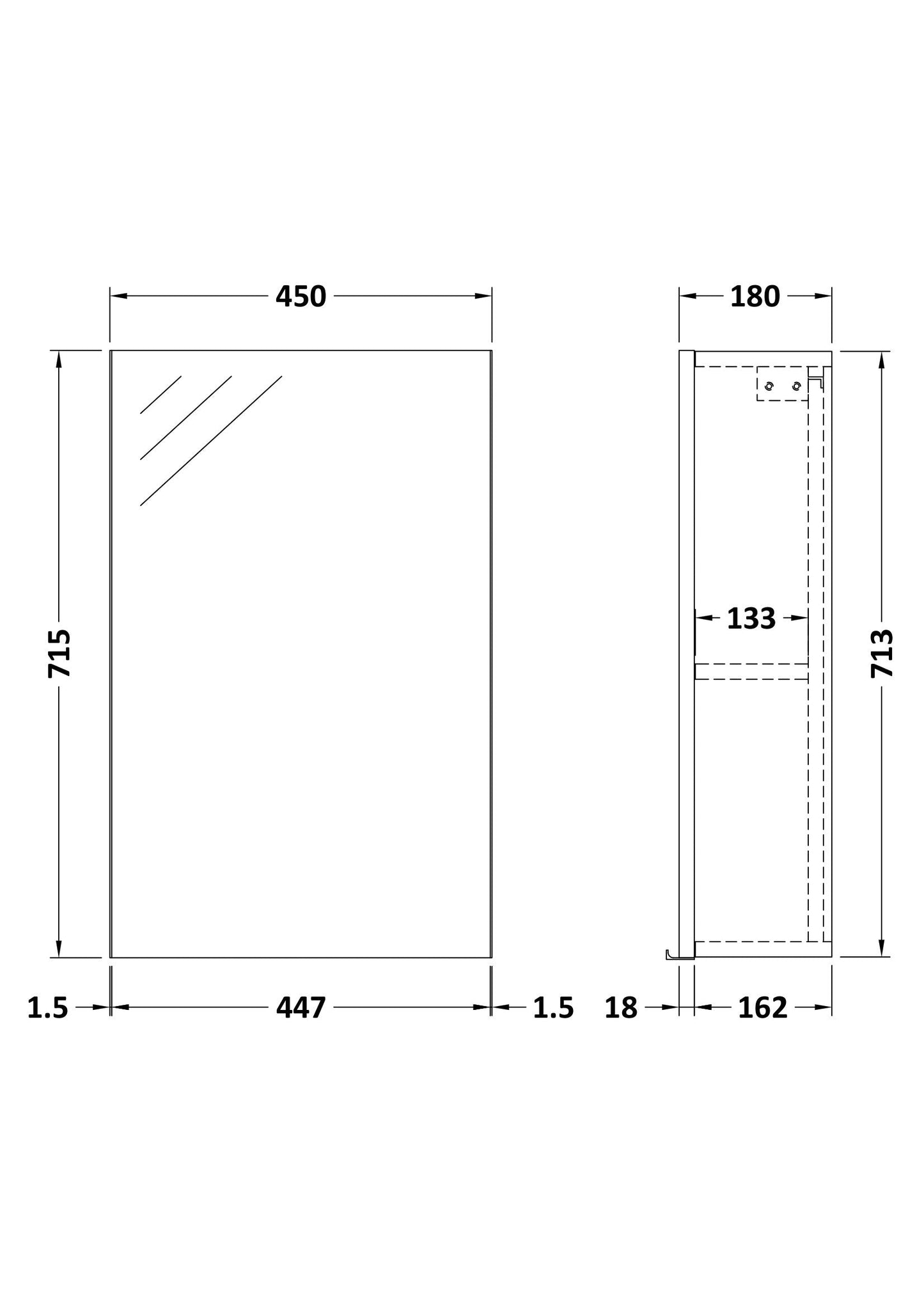 Hudson Reed Fusion 450mm 1 Door Bleached Oak Wall Hung Mirror Cabinet