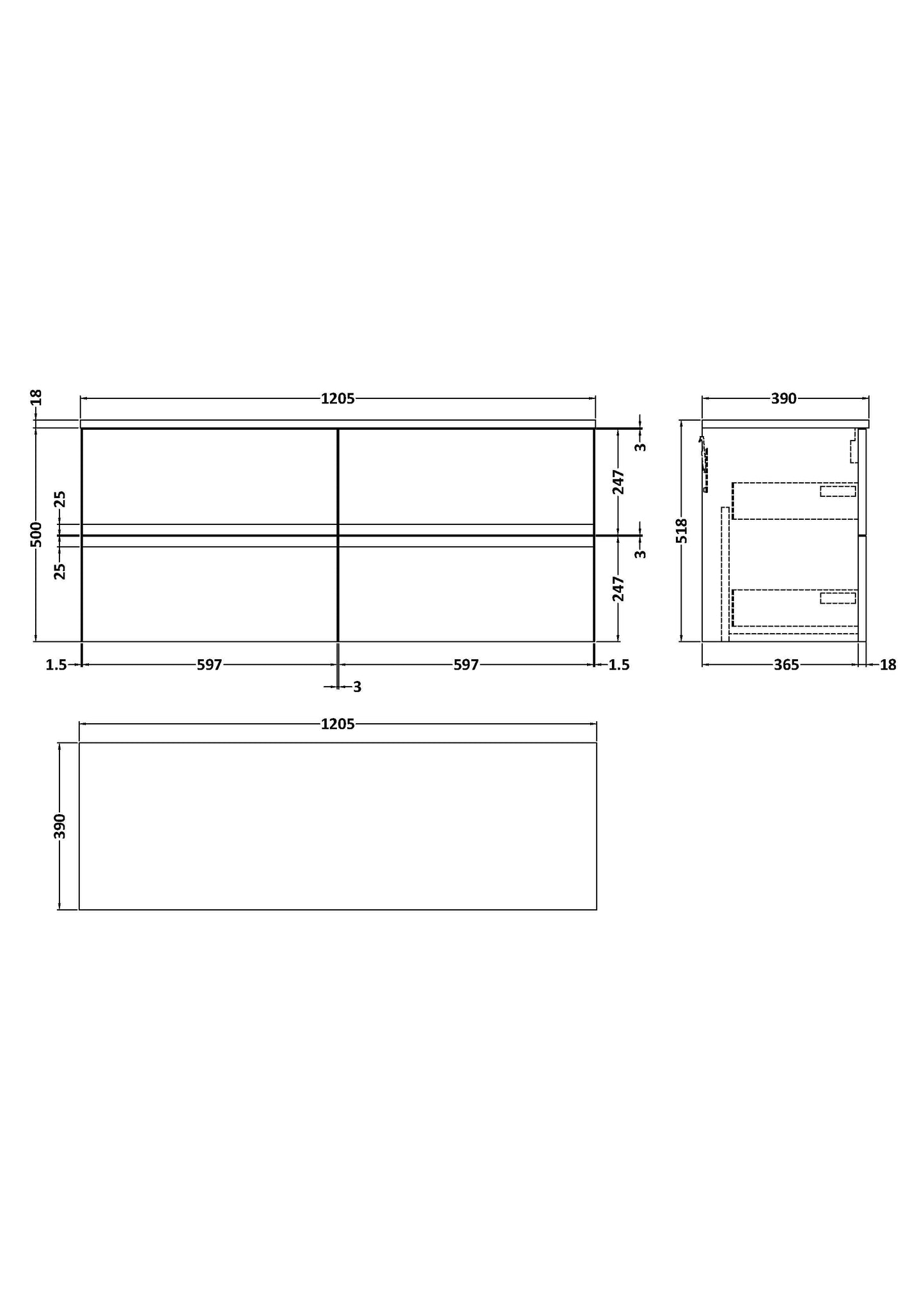 Hudson Reed Urban 1205mm Soft Black Wall Hung 4 Drawer Vanity Unit With Worktop