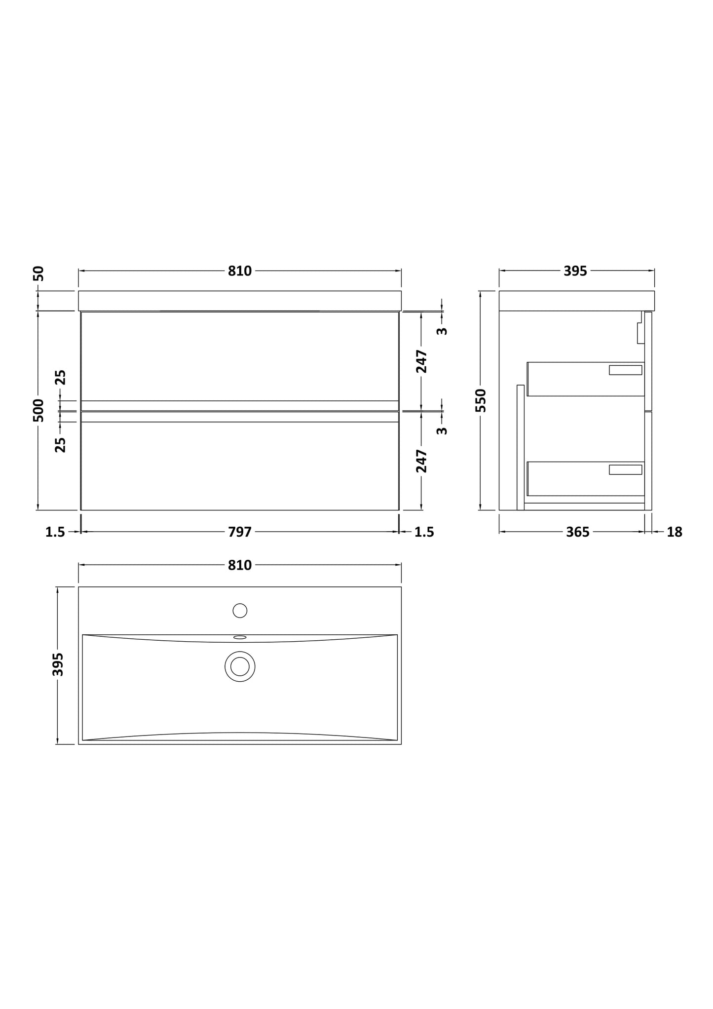Hudson Reed Urban 810mm 2 Drawer Wall Hung Vanity Unit with Basin