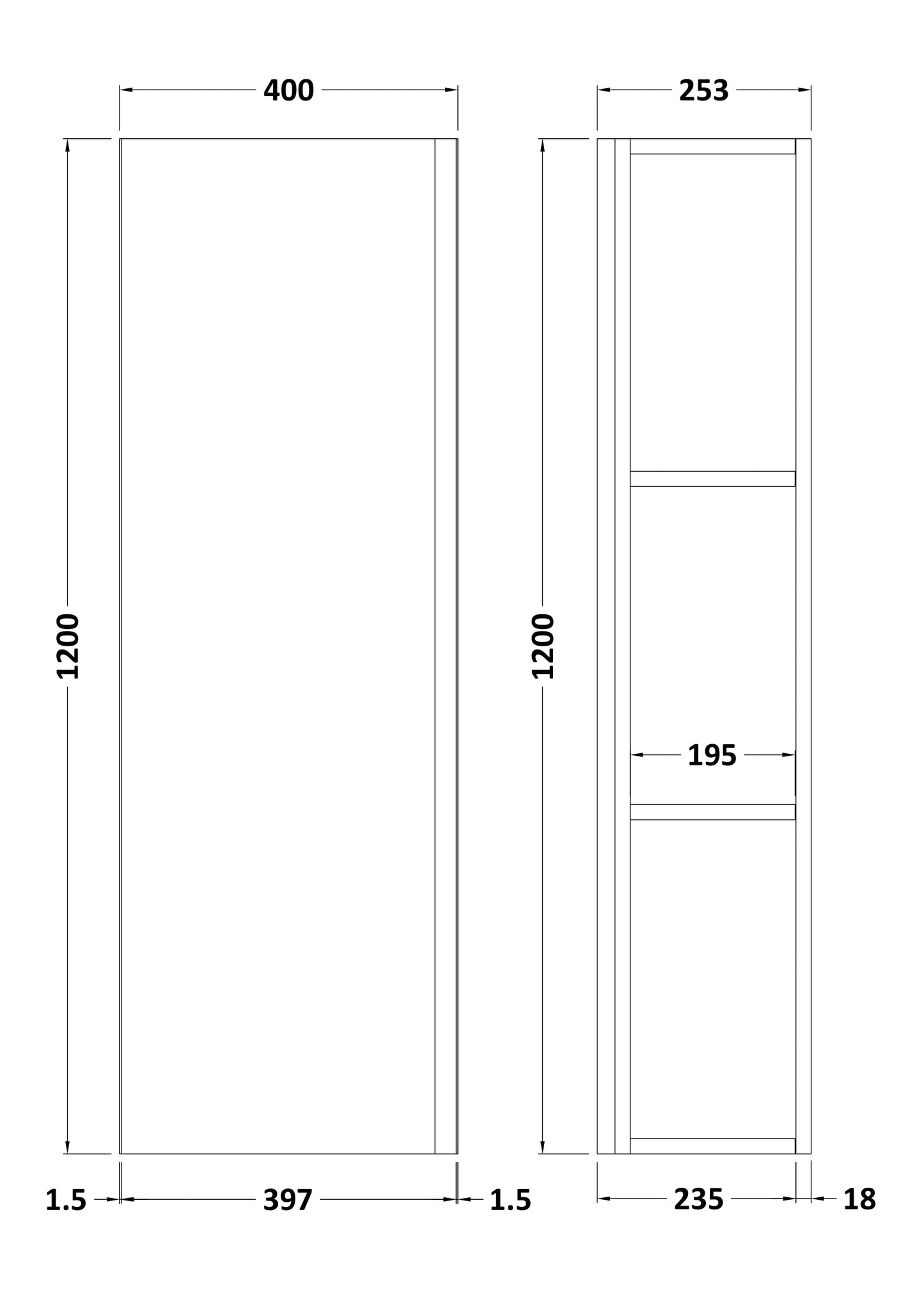 Hudson Reed Urban 400mm 1 Door Satin Green Wall Hung Tall Cabinet