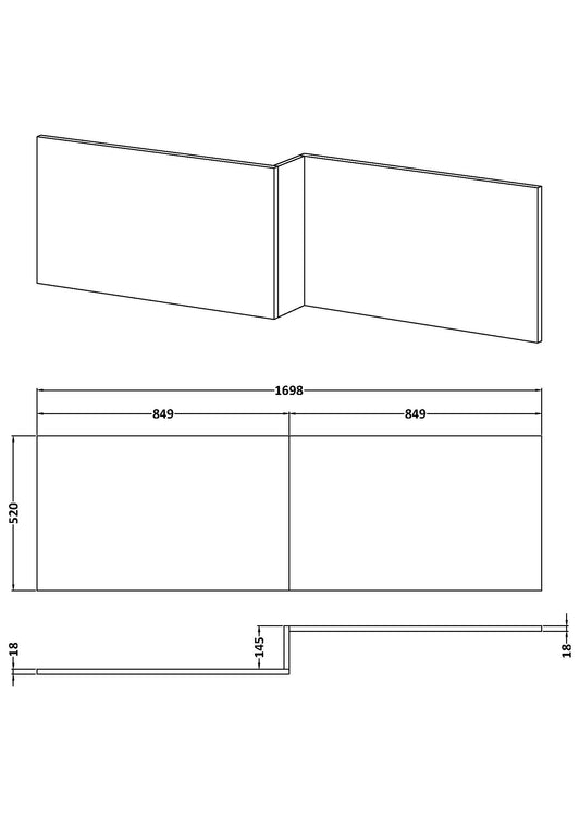 Square Shower Bath Front Panel - Pebble Grey