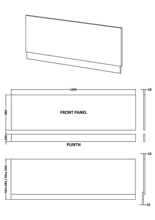 Fusion Bath Front Panel & Plinth 1700mm