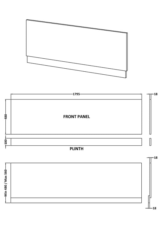 Urban Straight Bath Front Panel 1800mm