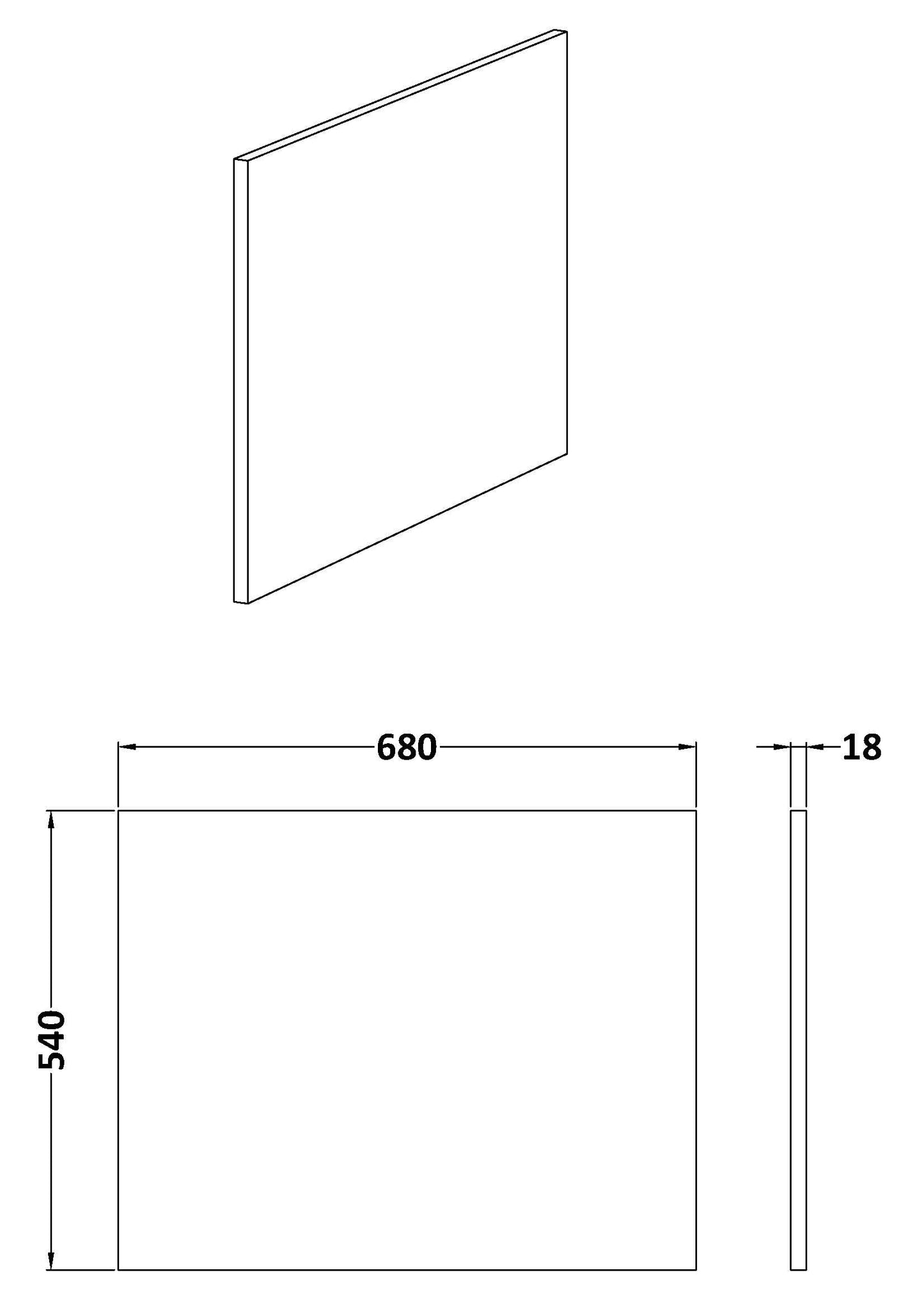 Urban L-Shape Square Shower Bath End Panel 700mm