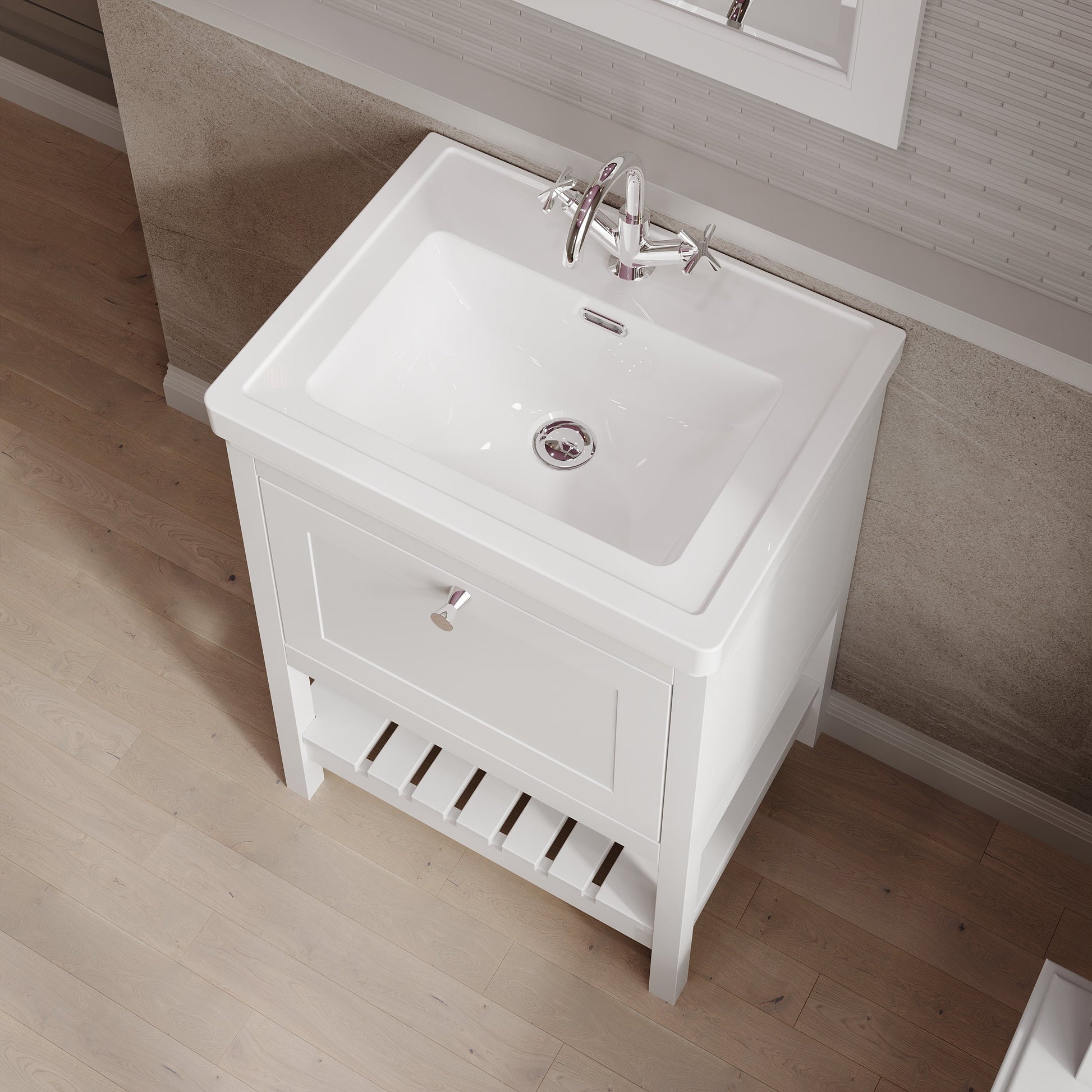 Hudson Reed Bexley 630mm 1 Drawer Floor Standing Vanity Unit With 0 Tap Hole Basin