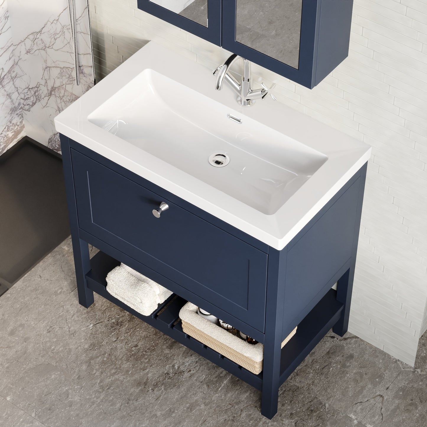 Hudson Reed Bexley Traditional 800mm Indigo Blue Floor Standing Vanity Unit with Basin