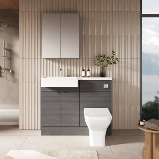 Hudson Reed Fusion 1100mm 2 Door Vanity & Toilet Combination with Left Hand Semi Recessed Basin