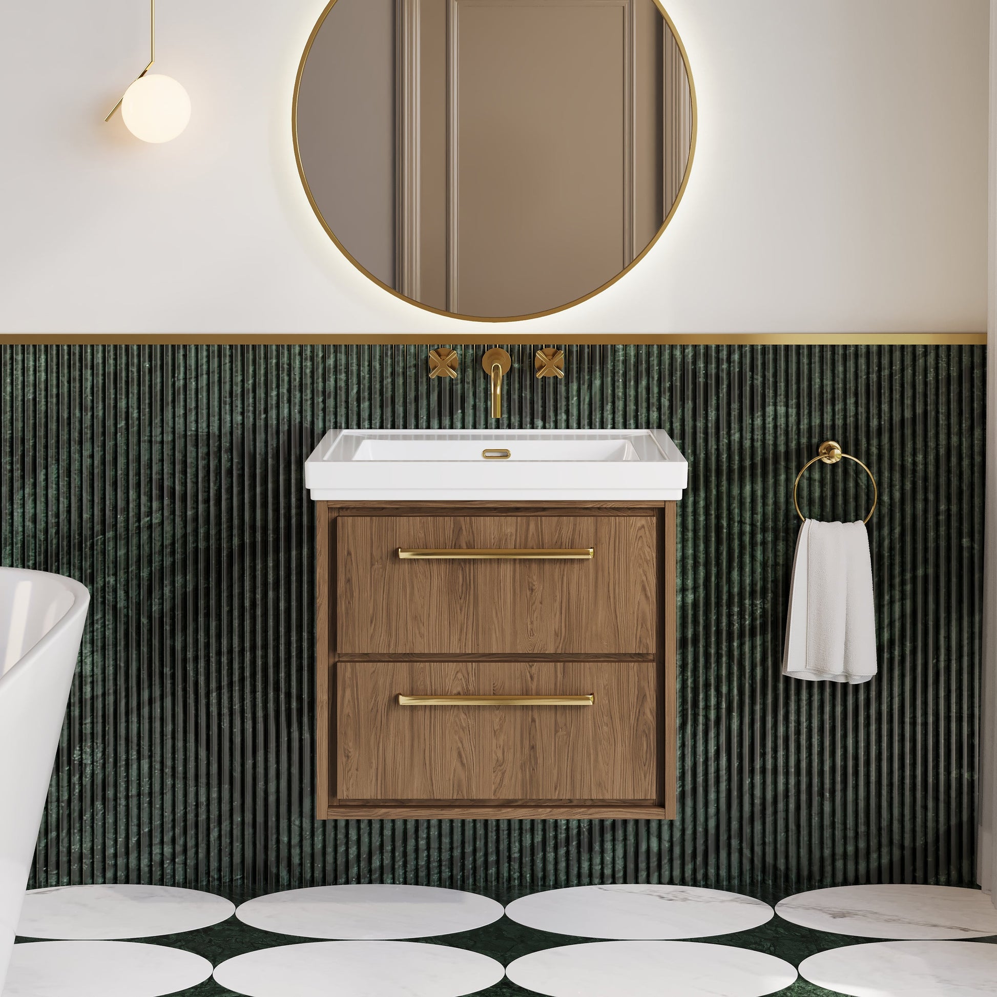 Lille 600mm Wall Hung 2-Drawer Vanity with Basin - 0 Tap Hole