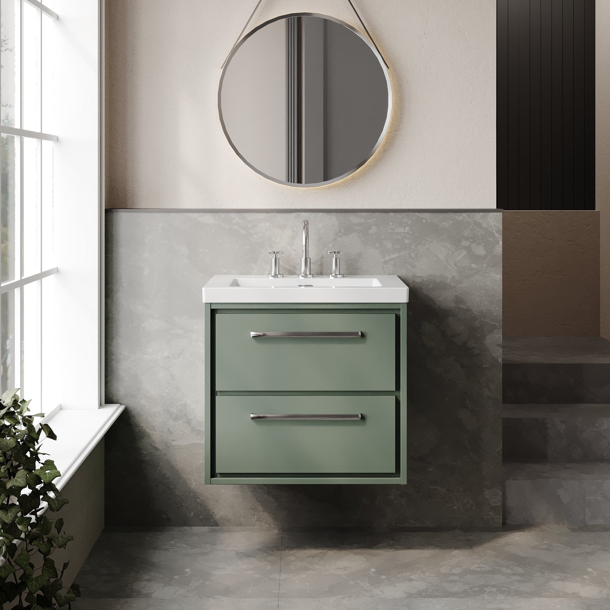 Lille 600mm Wall Hung 2-Drawer Vanity with Basin - 3 Tap Hole
