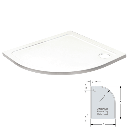 K-Vit 1000 x 800mm RH Offset Quad Low Profile Tray