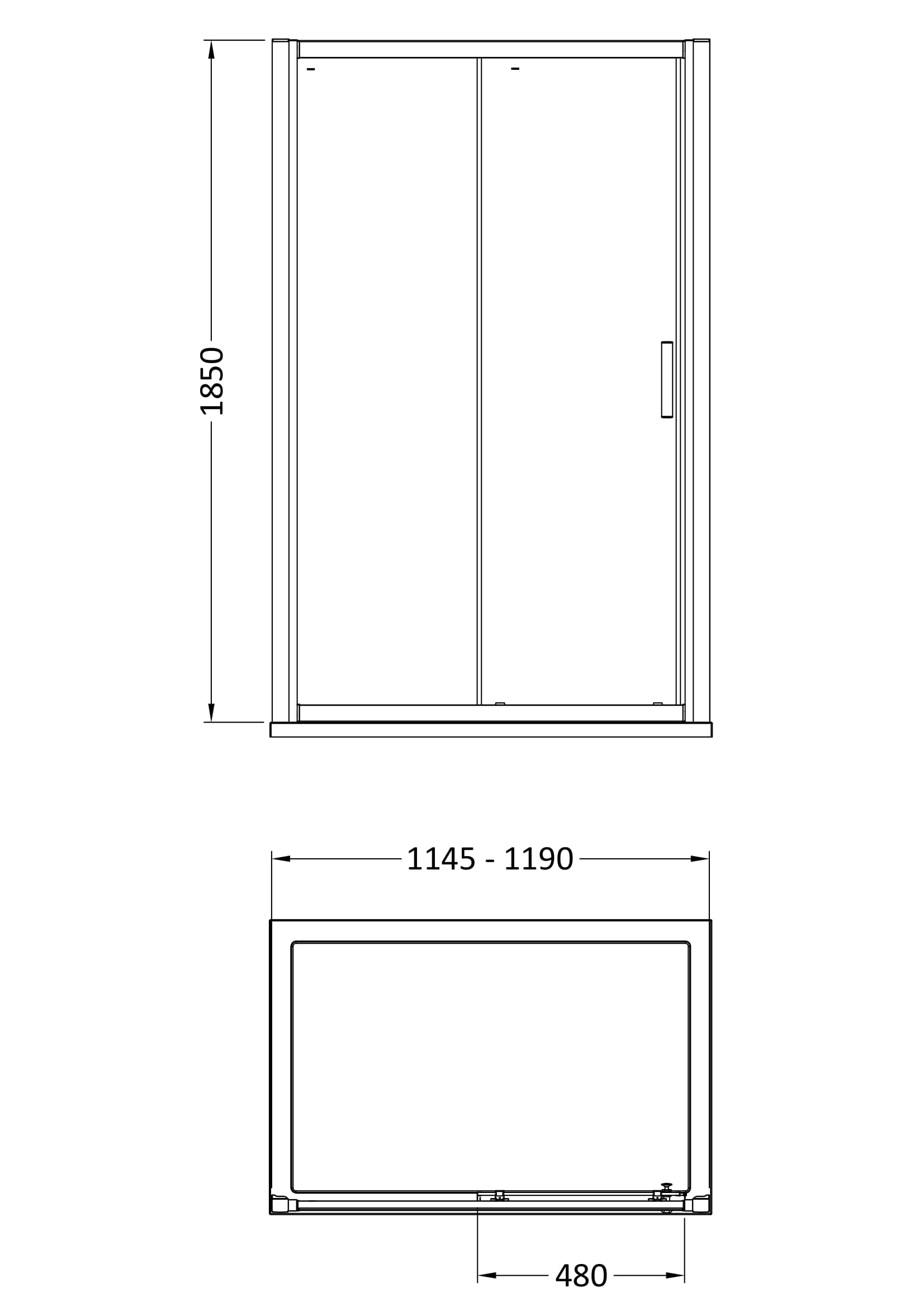 Hudson Reed Pacific 1200mm 6mm Glass Sliding Shower Door