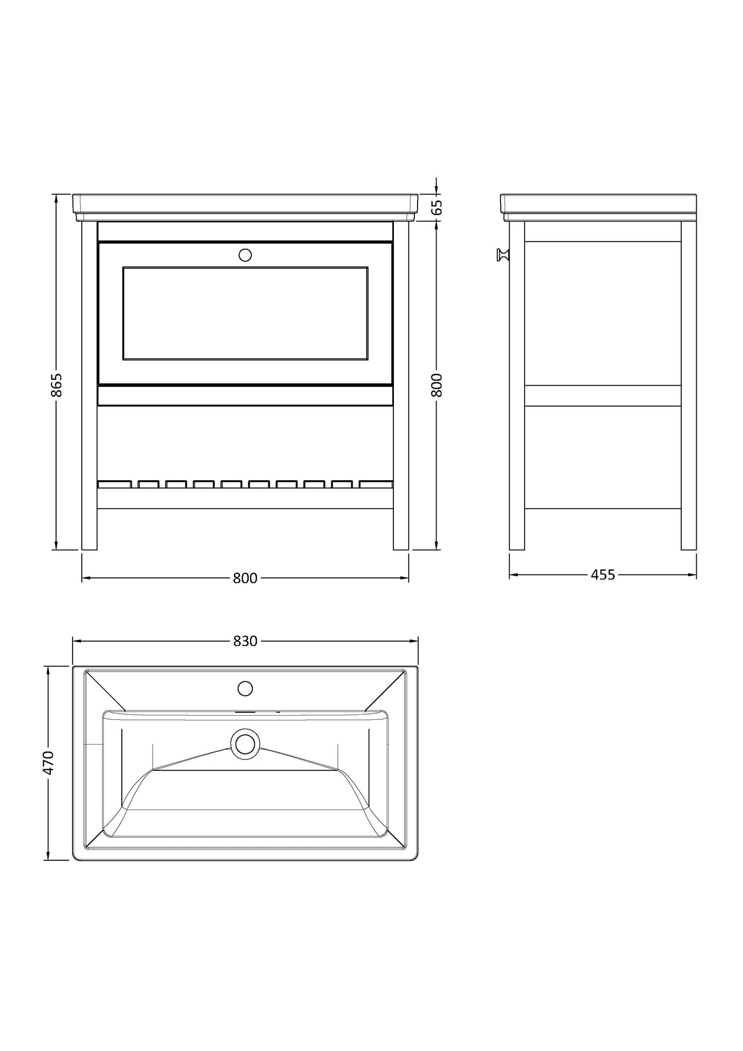 Hudson Reed Bexley 800mm Floor Standing Vanity Unit With Basin, 1 Tap Hole & Soft Close Drawers