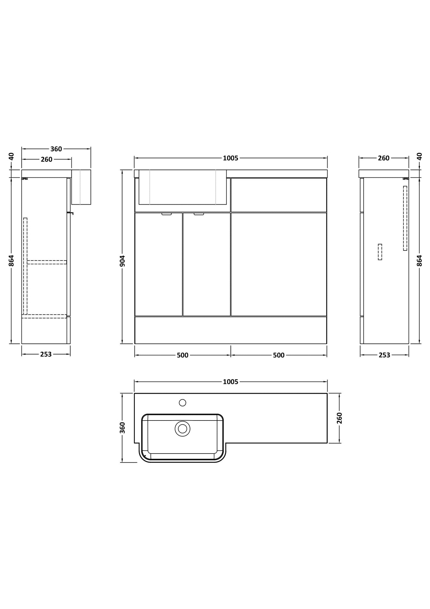 Hudson Reed Fusion 1000mm Bleached Oak Combination Unit with Basin With Soft Close Doors & Drawers