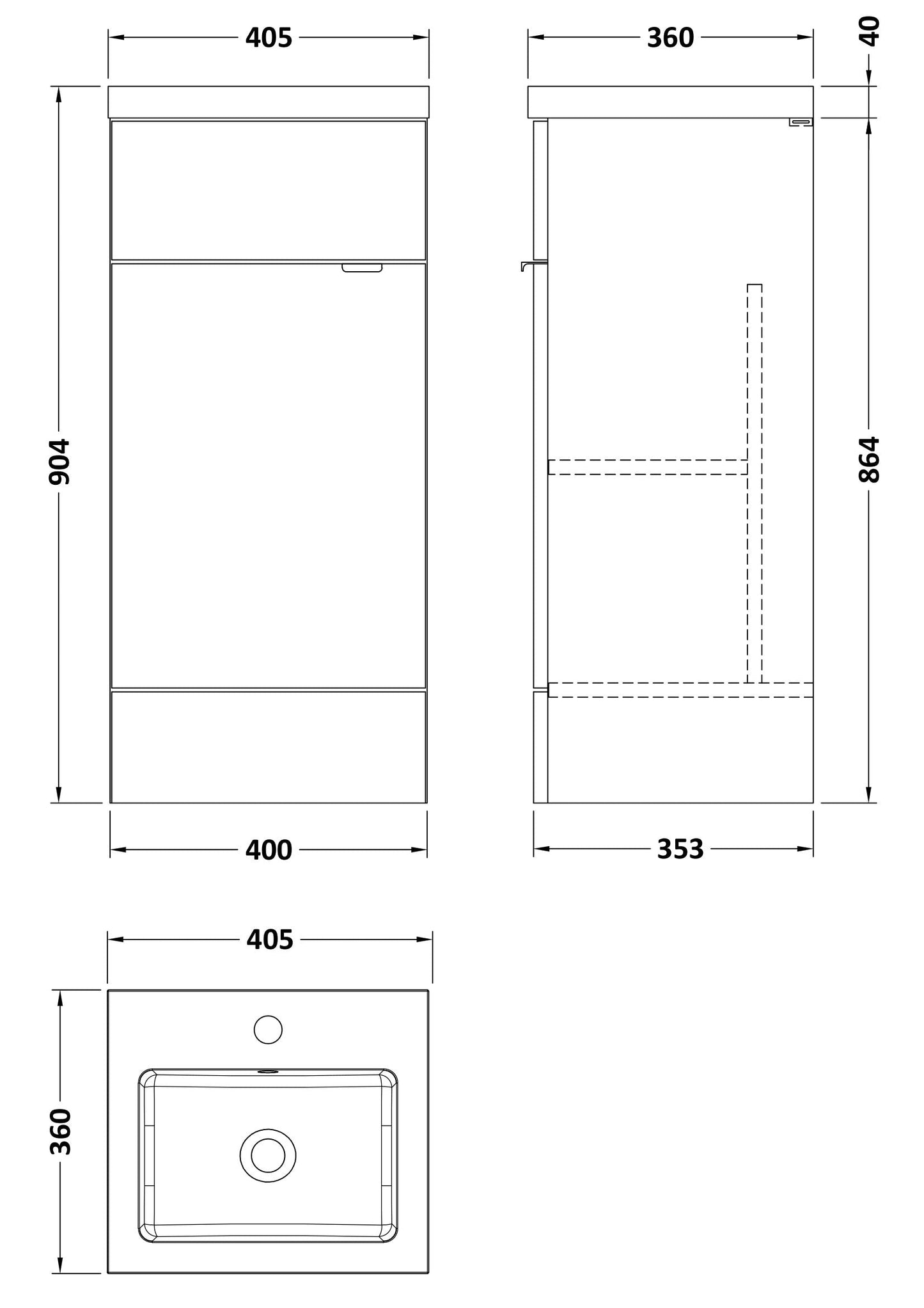 Hudson Reed Fusion 400mm Anthracite Woodgrain Floor Standing 1 Door Vanity Unit & Basin