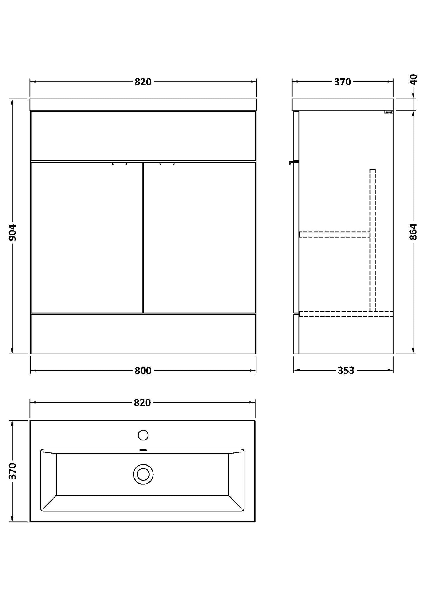 Hudson Reed Fusion 800mm Floor Standing 2 Door Vanity Unit & Ceramic Basin