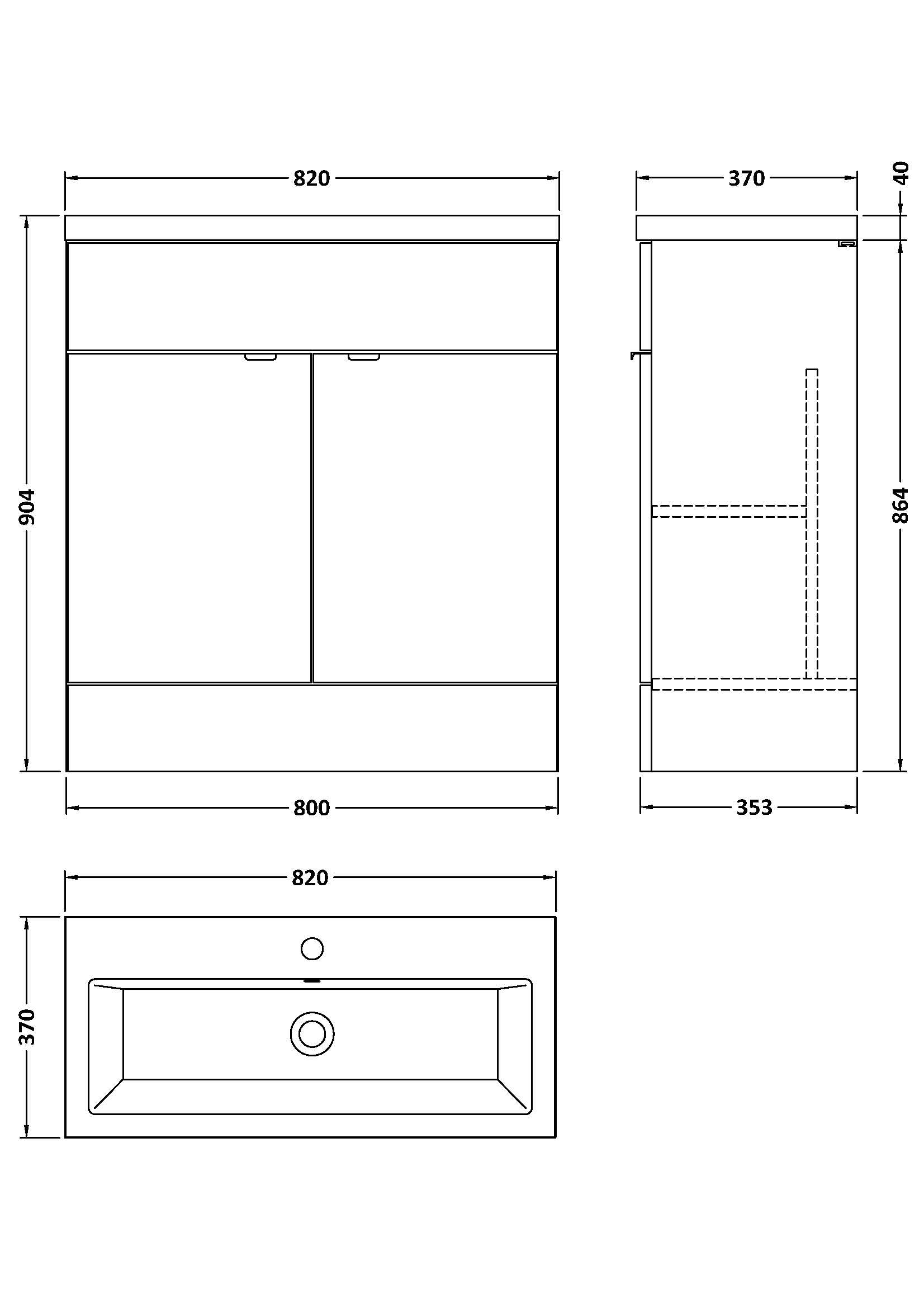 Hudson Reed Fusion 800mm Floor Standing 2 Door Vanity Unit & Ceramic Basin