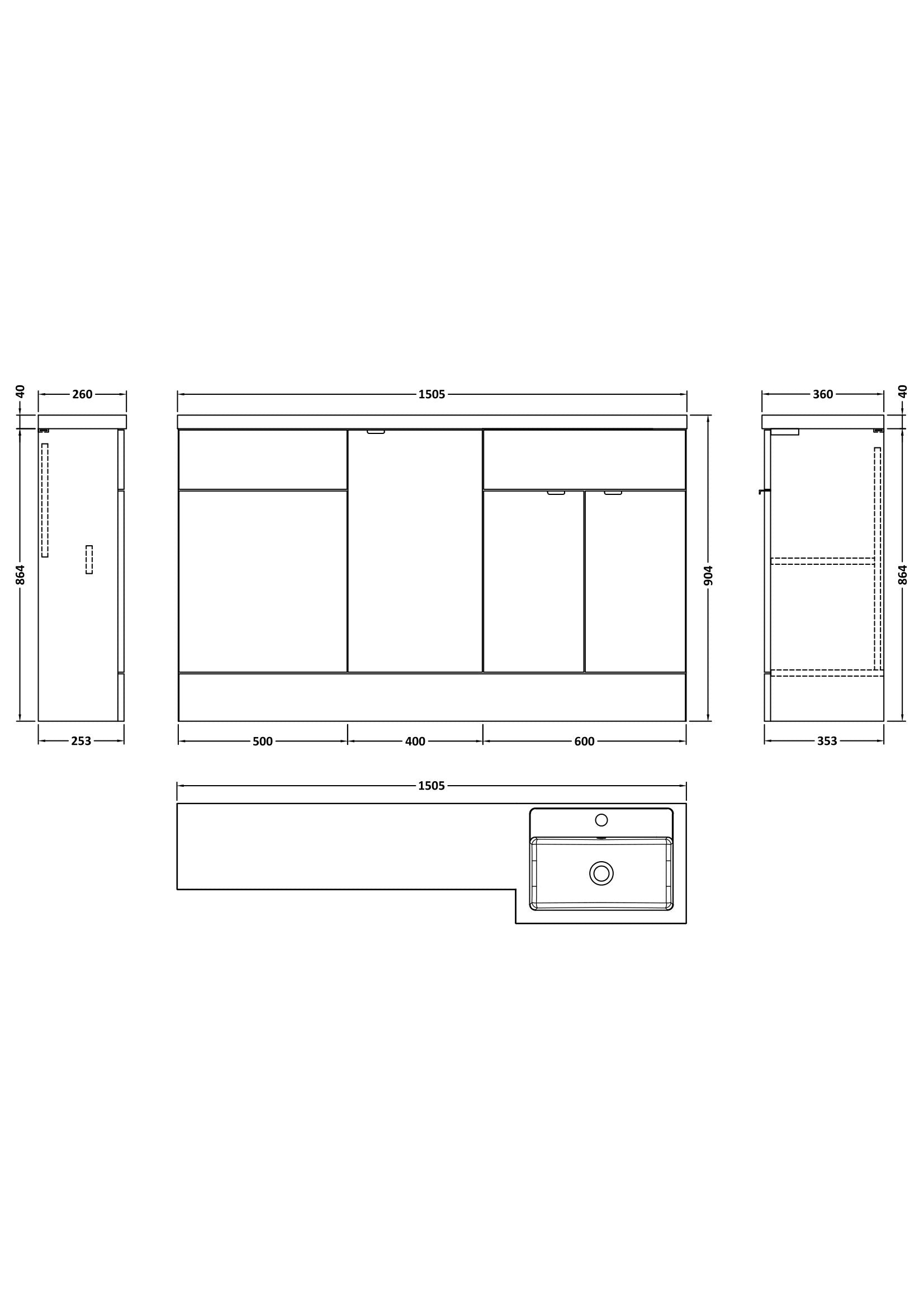 Hudson Reed Fusion 1500mm Right Hand Charcoal Black 2 Door Floor Standing Vanity Basin & Toilet Combination Unit