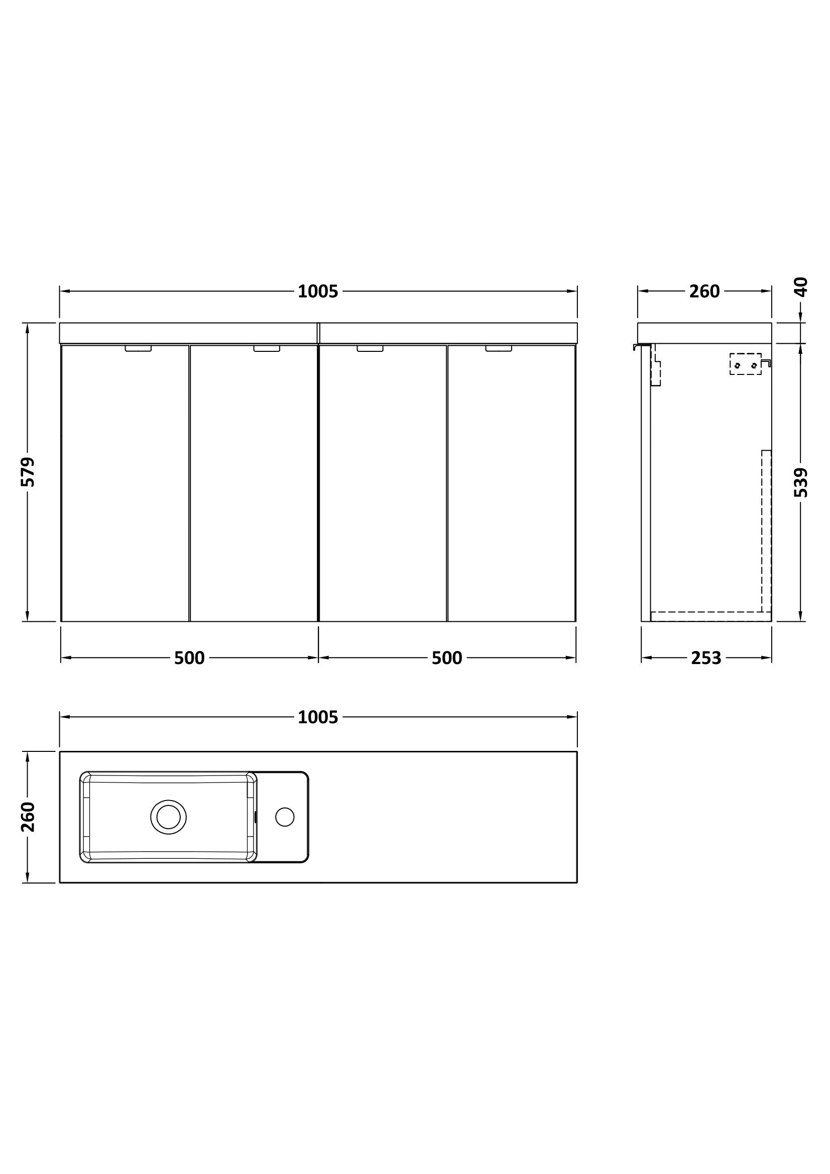 Hudson Reed Fusion Compact 1000mm Charcoal Black Wall Hung 2 Door Vanity Unit & Basin