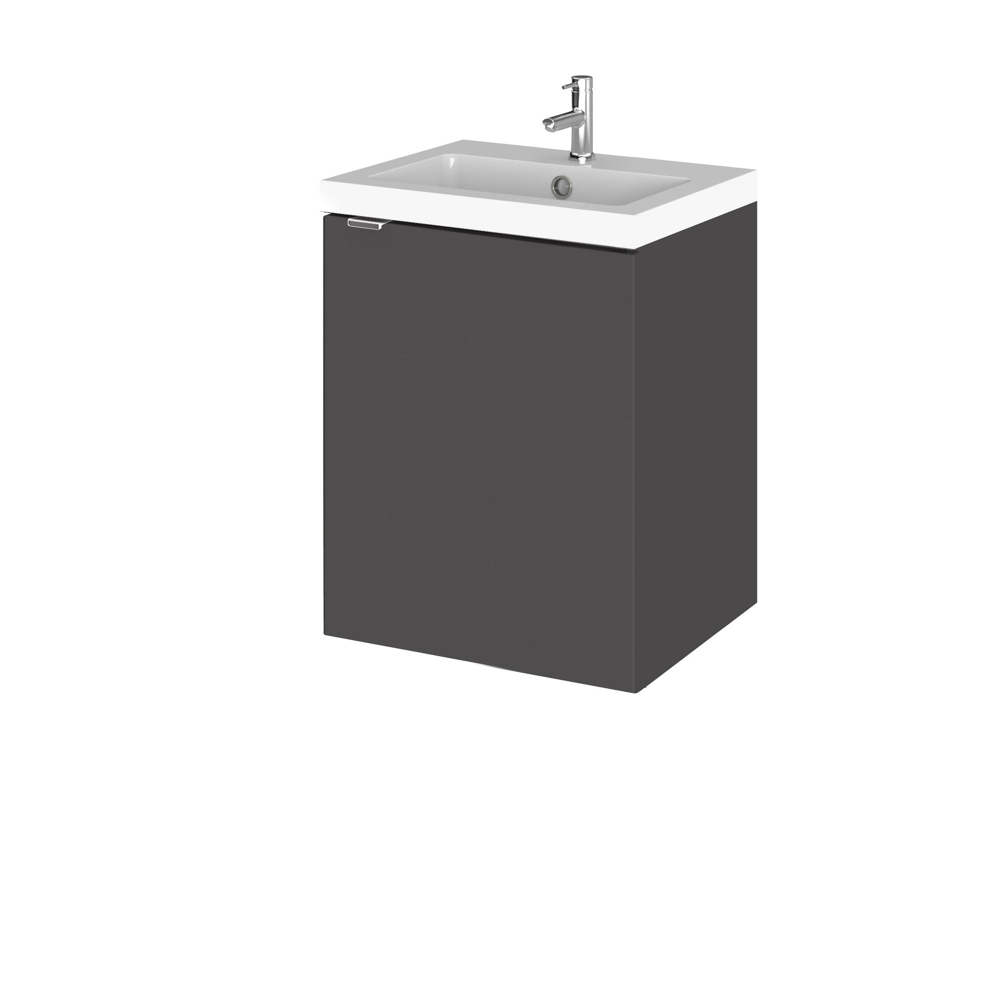 Hudson Reed Fusion 405mm Gloss Grey Wall Hung 1 Door Vanity Unit Including Basin