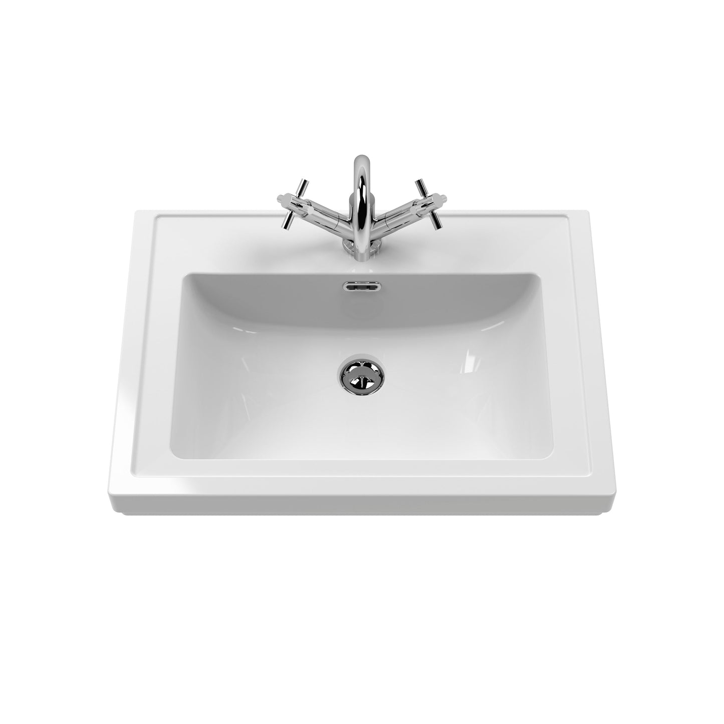 Hudson Reed Bexley 600mm Pure White Floor Standing Vanity Unit With 1 Tap Hole Basin