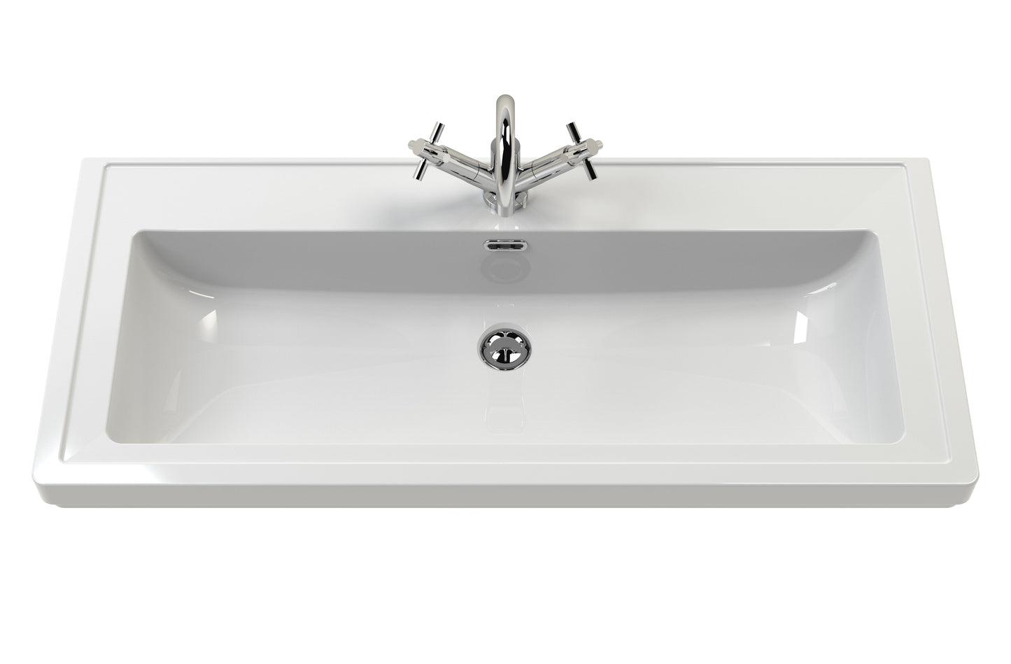 Bexley Floor Standing 1 Drawer Vanity & 1 Tap Hole Contemporary Fireclay Basin, 600mm - Indigo Blue