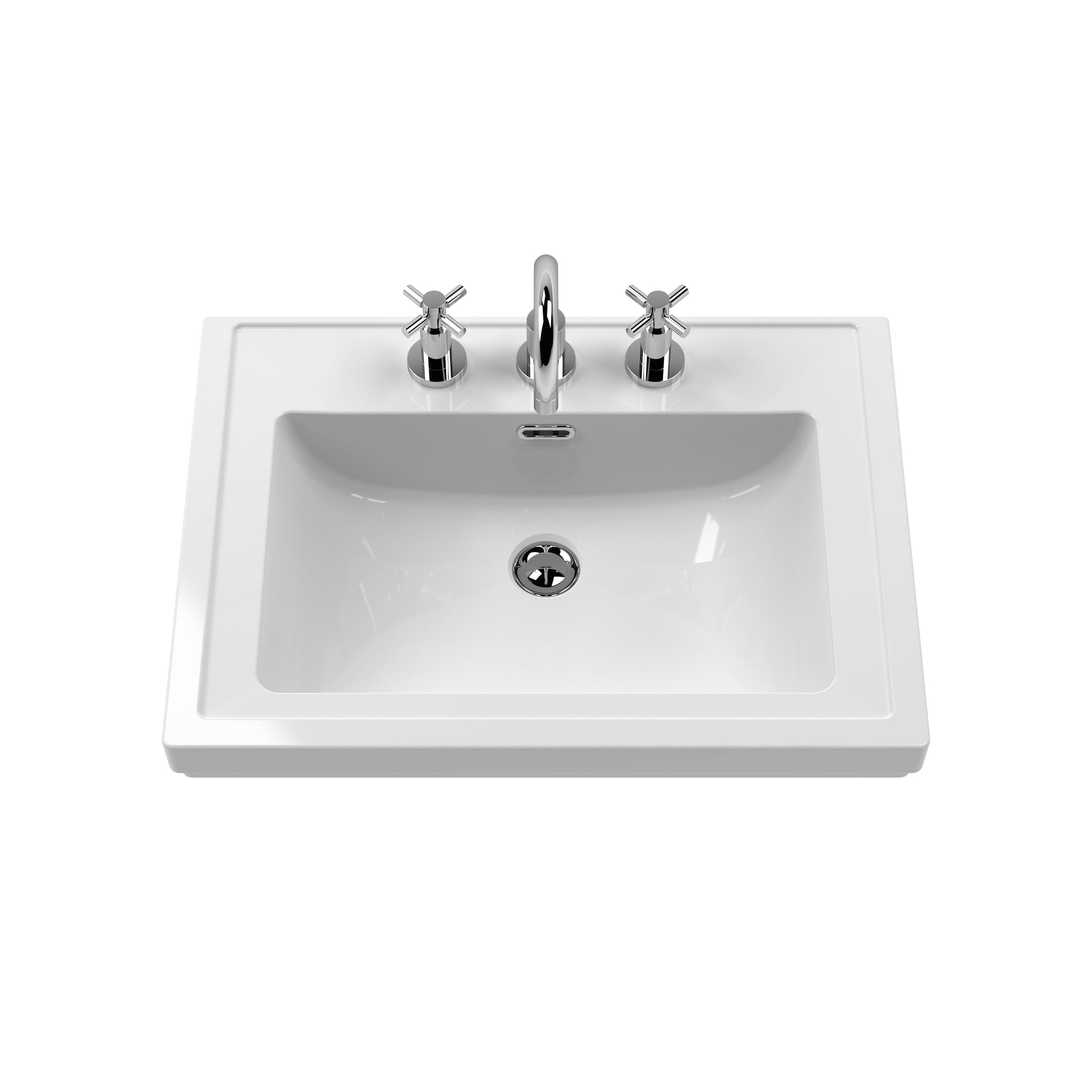 Hudson Reed Old London 600mm Hunter Green Floor Standing 2 Door Vanity Unit With 3 Tap Hole Fireclay Basin
