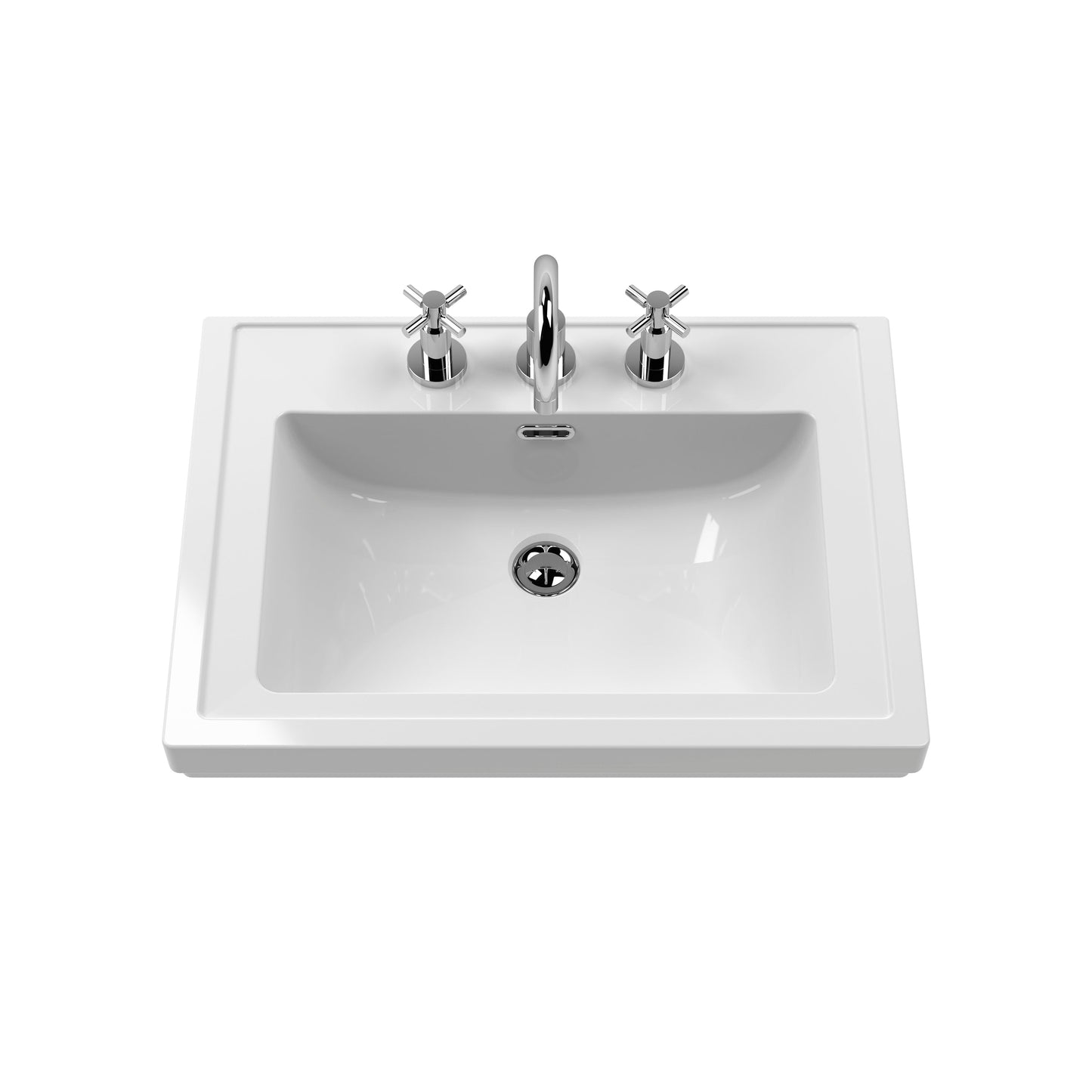 Hudson Reed Lille 630mm Pebble Grey Wall Hung 2-Drawer Vanity Unit With 3 Tap Hole Basin