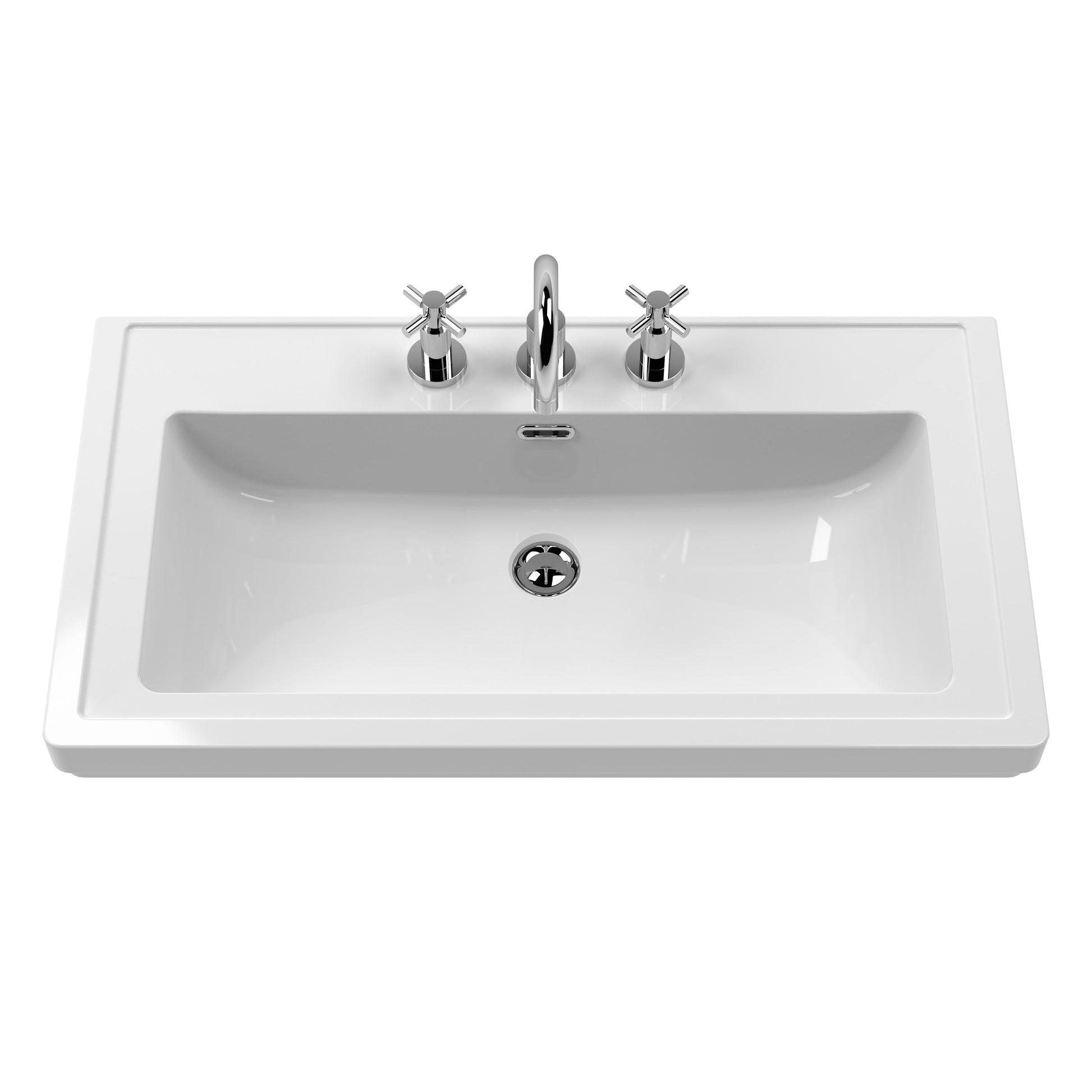 Hudson Reed Old London 800mm Floor Standing 2 Door Vanity Unit with 3 Tap Hole Basin