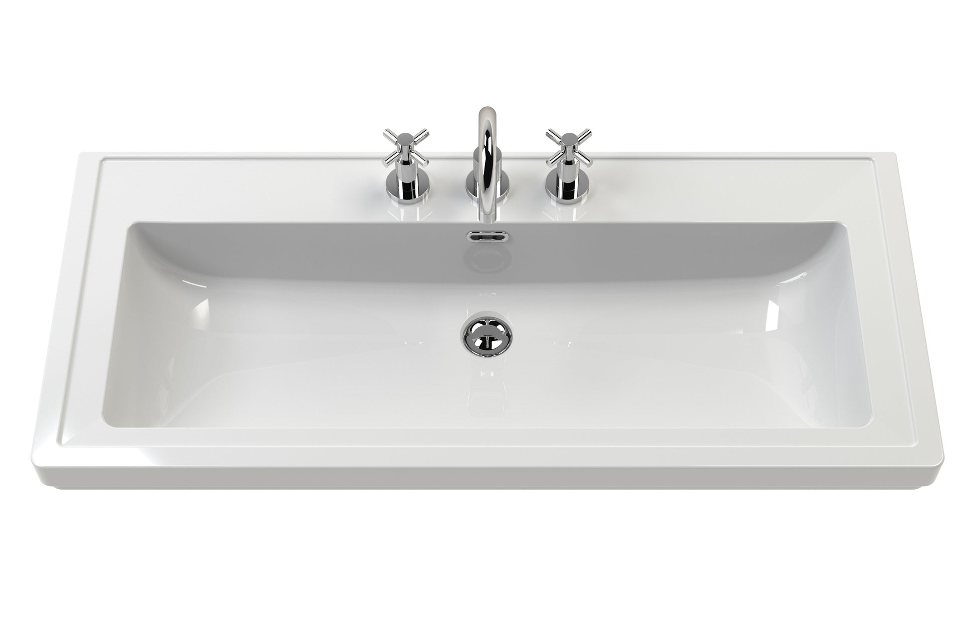 Hudson Reed Bexley 600mm Pure White Floor Standing 1 Drawer Vanity Unit with 3 Tap Hole Basin