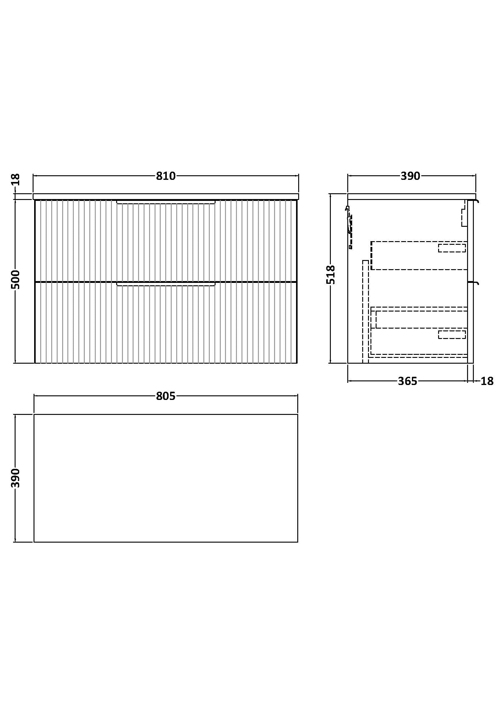 Hudson Reed Fluted 800mm Wall Hung 2-Drawer Vanity With Worktop