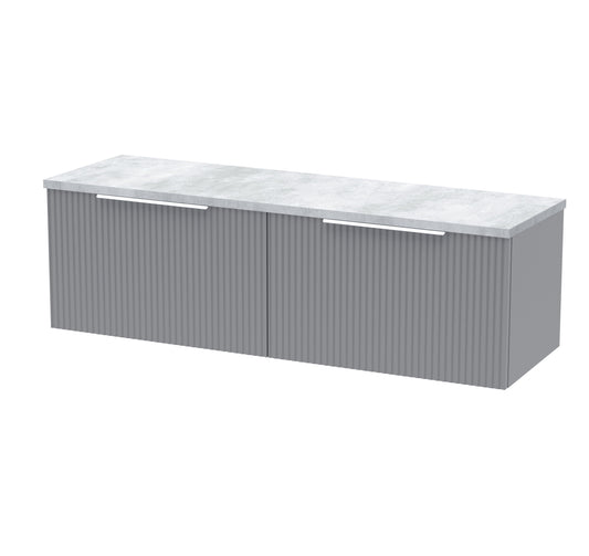 Hudson Reed Fluted 1200mm Wall Hung 2-Drawer Vanity Unit With Laminate Worktop