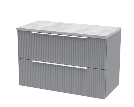 Hudson Reed Fluted 800mm Wall Hung 2-Drawer Vanity Unit With Laminate Top