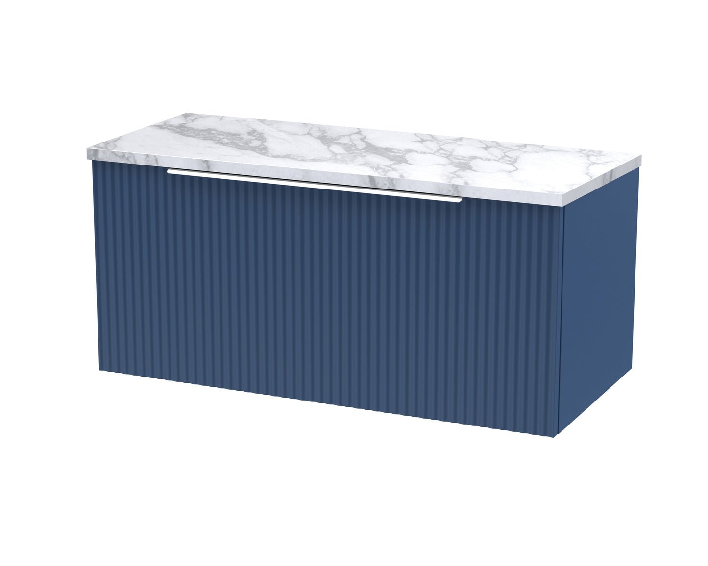 Hudson Reed Fluted 800mm Wall Hung Single Drawer Vanity Unit With Laminate Worktop