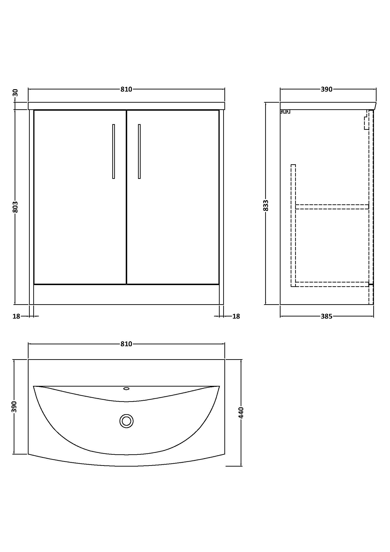 Hudson Reed Juno 800mm Floor Standing 2-Door Vanity Unit & Basin