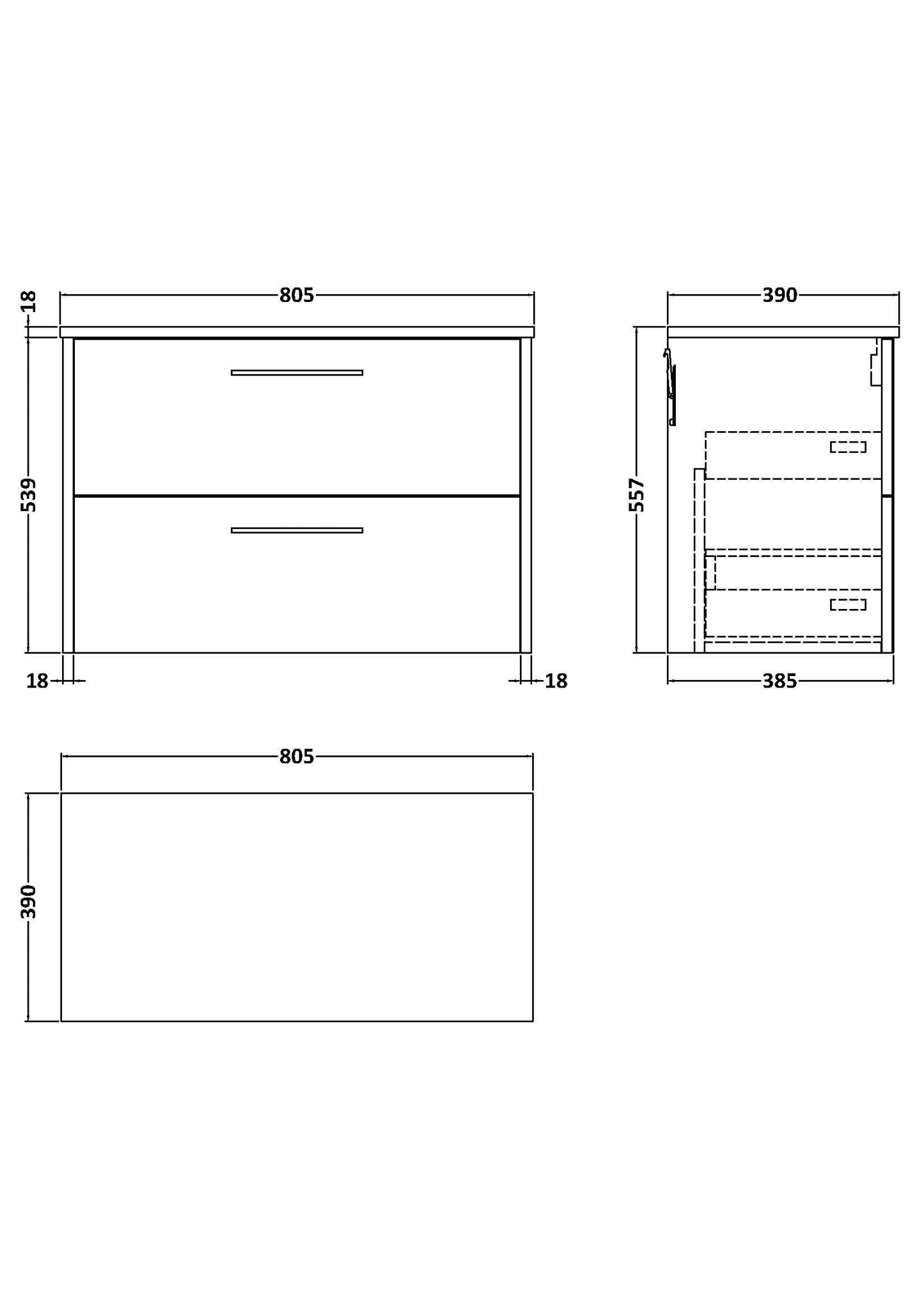 Hudson Reed Juno 800mm Graphite Grey Wall Hung 2-Drawer Vanity Unit With Worktop