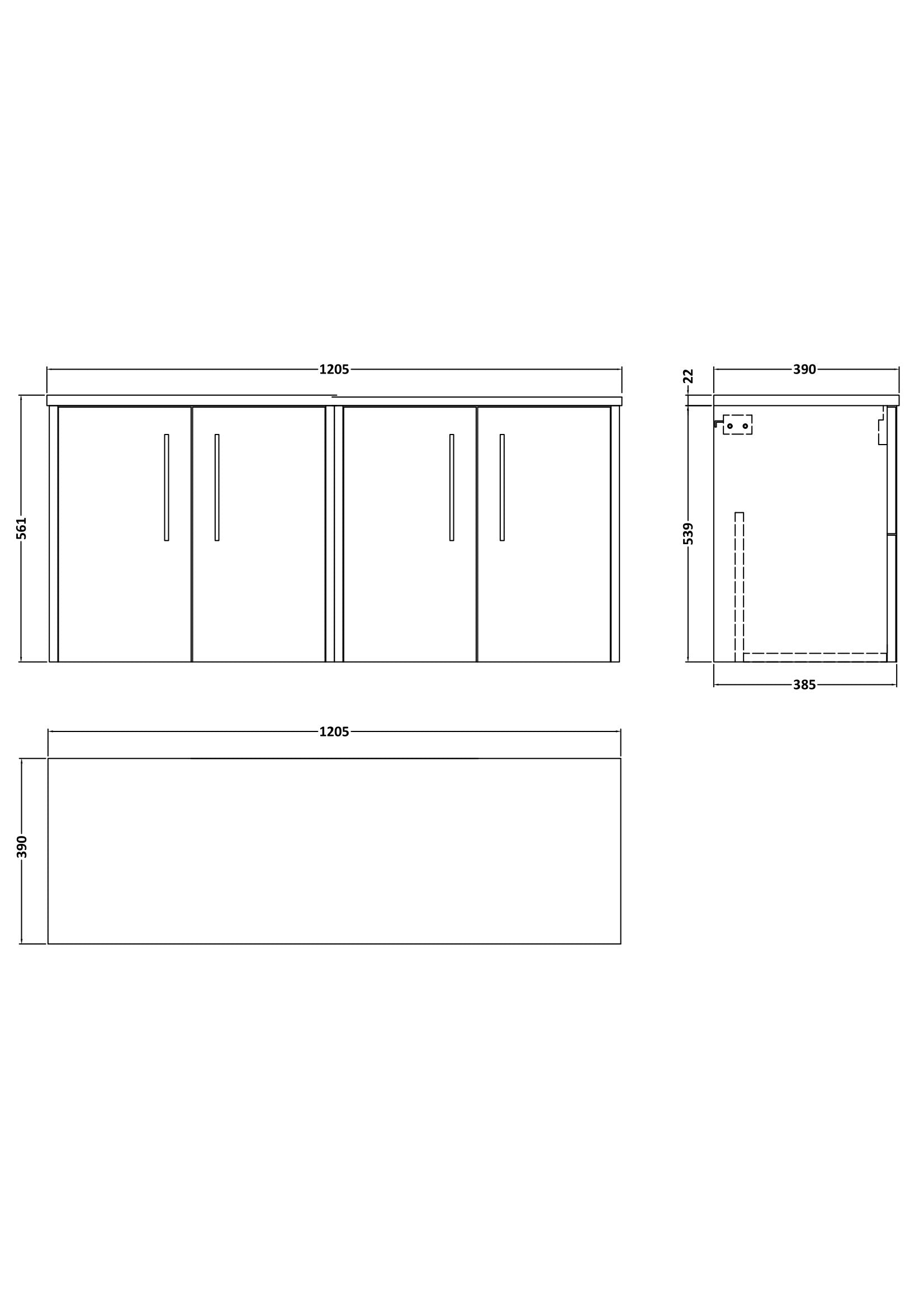 Hudson Reed Juno 1200mm Coastal Grey Wall Hung Soft Close 2-Door Vanity Unit With Laminate Worktop