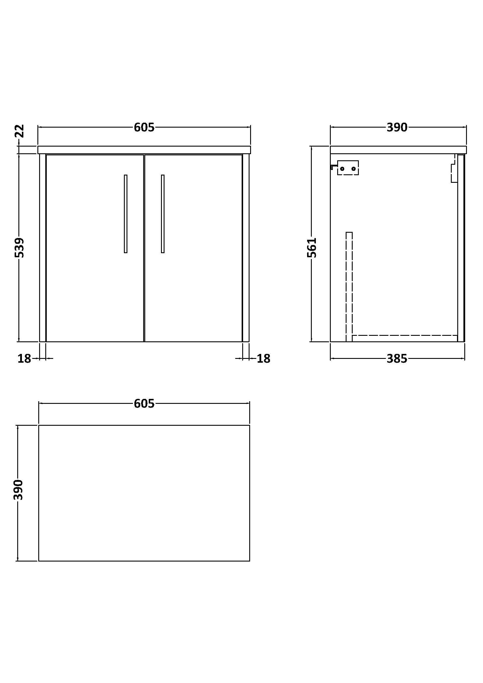 Hudson Reed Juno 600mm Coastal Grey Wall Hung 2-Door Vanity Unit With Laminate Top