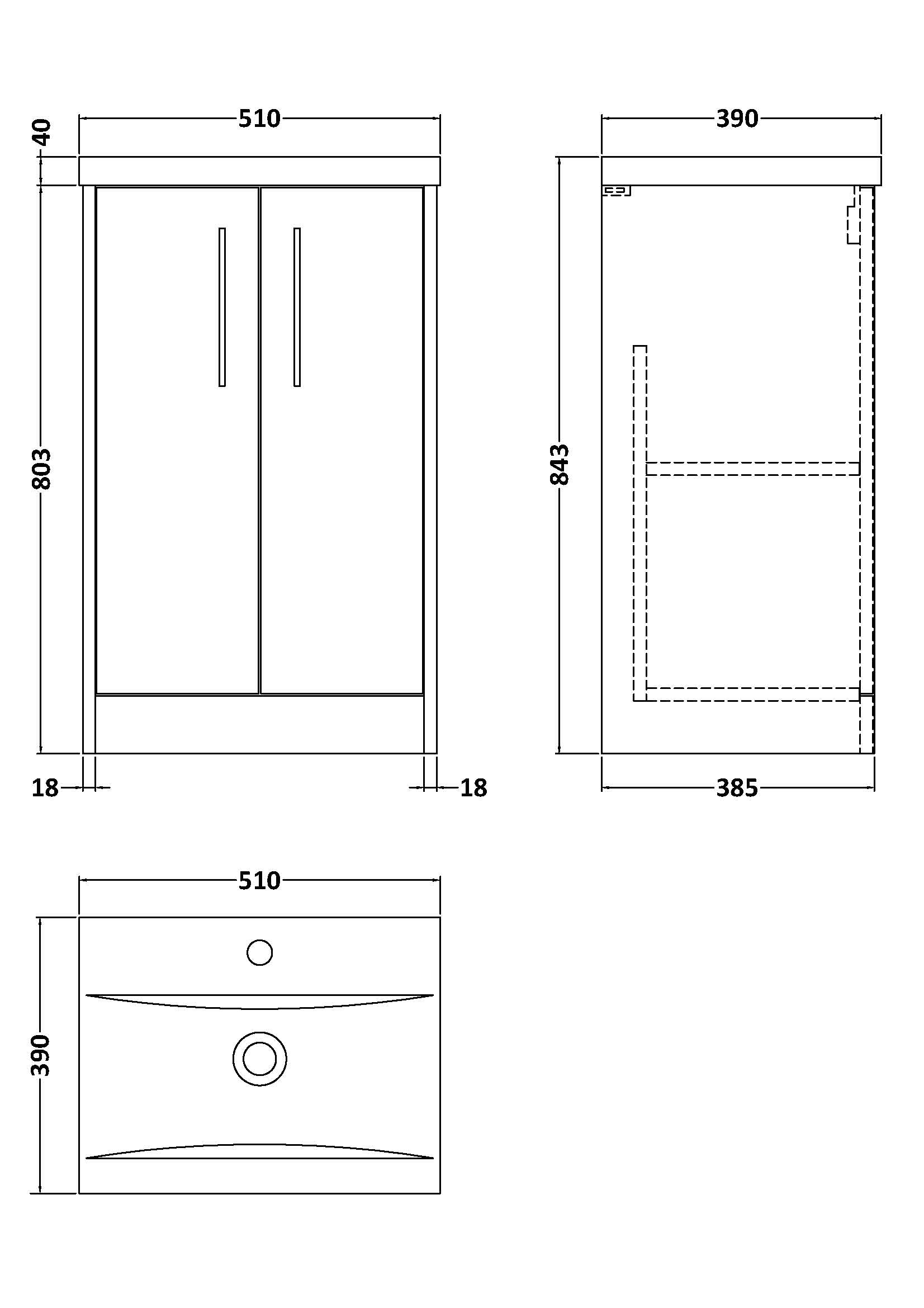 Hudson Reed Juno 510mm Metallic Slate Floor Standing 2 Door Vanity Basin Unit With Handles