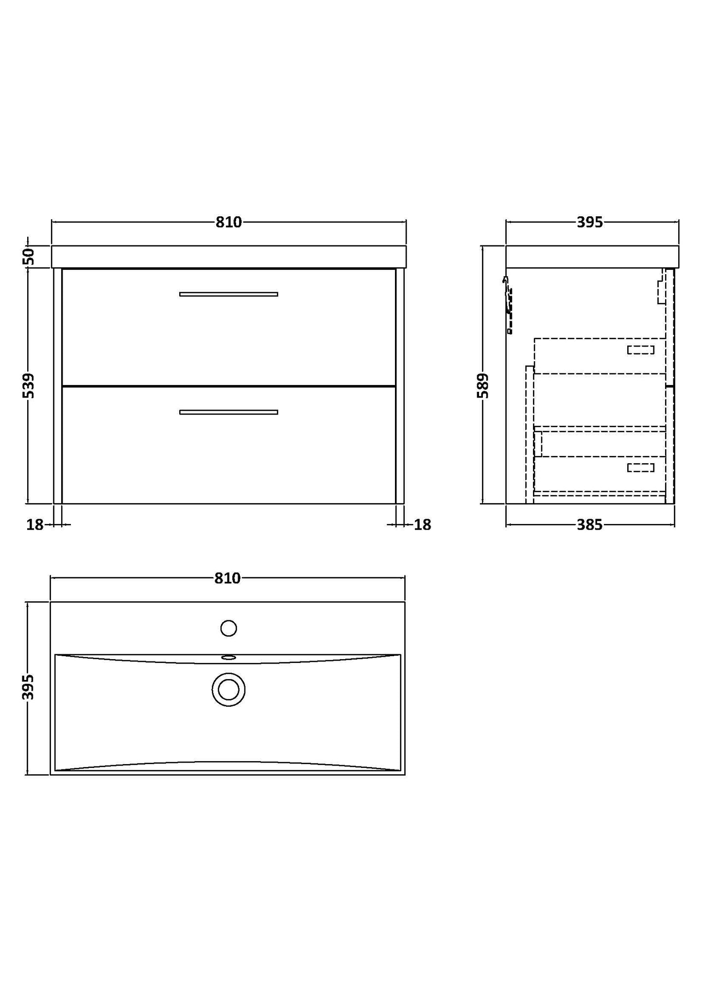 Hudson Reed Juno 800mm Midnight Blue Wall Hung 2-Drawer Vanity Unit & Basin