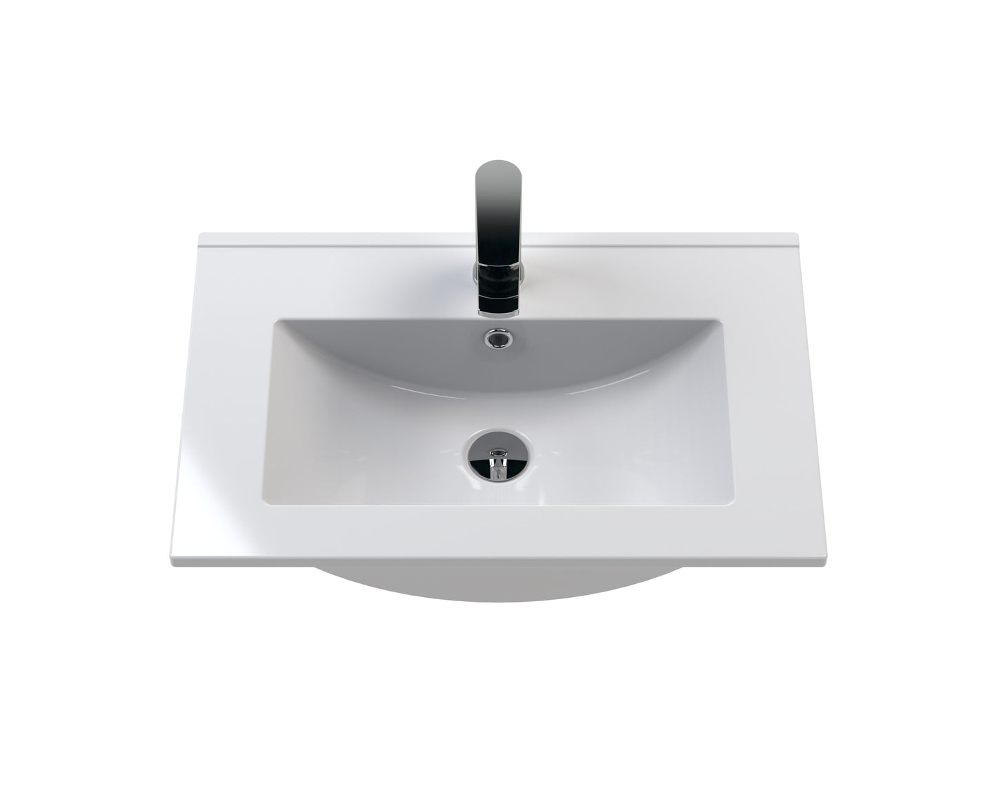 Hudson Reed Fluted 600mm Satin White Wall Hung 2-Drawer Vanity Unit With Basin