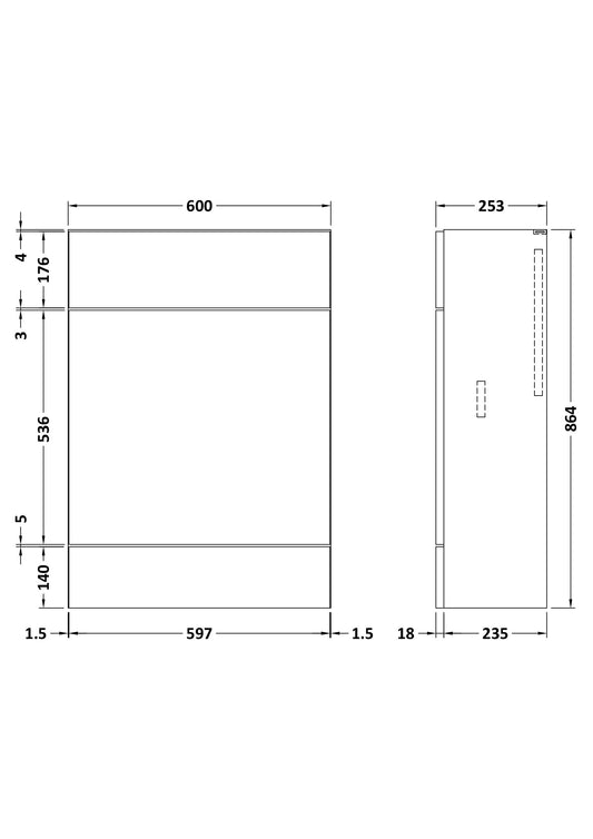 Fusion Fitted Floor Standing WC Unit Compact 600mm