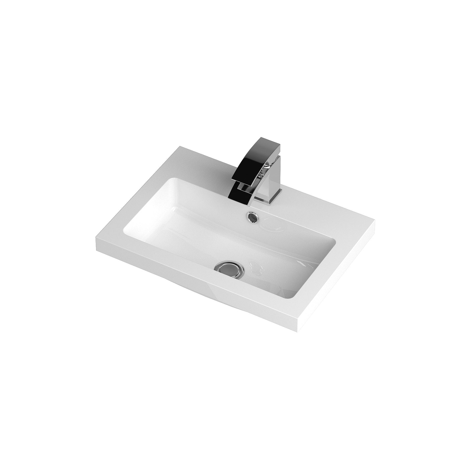 Hudson Reed Fusion 500mm Charcoal Black Floor Standing 2 Door Vanity Unit With Polymarble Basin