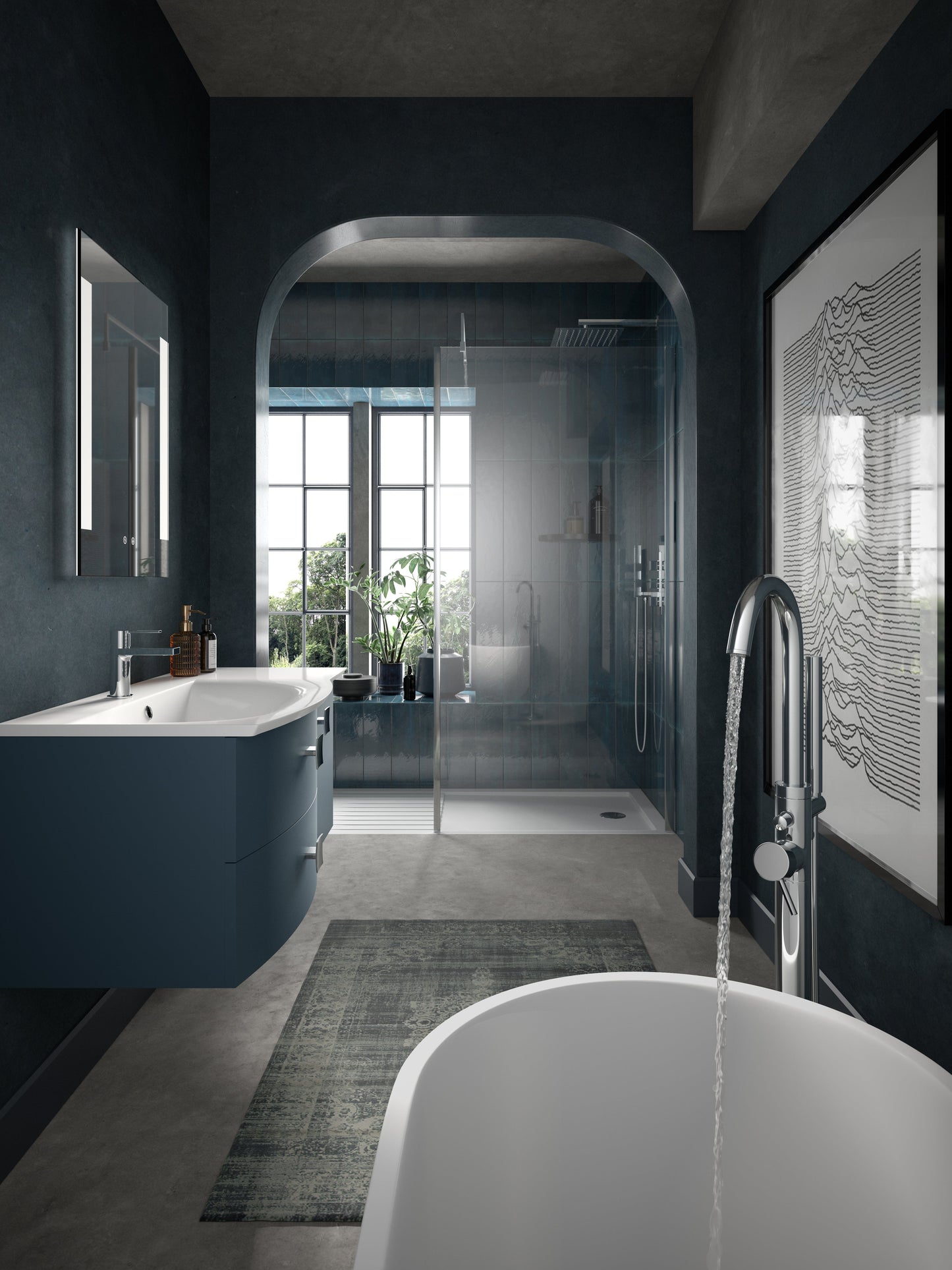 Hudson Reed Sarenna 1000mm Left Hand Wall Hung Vanity Unit With Polymarble Basin