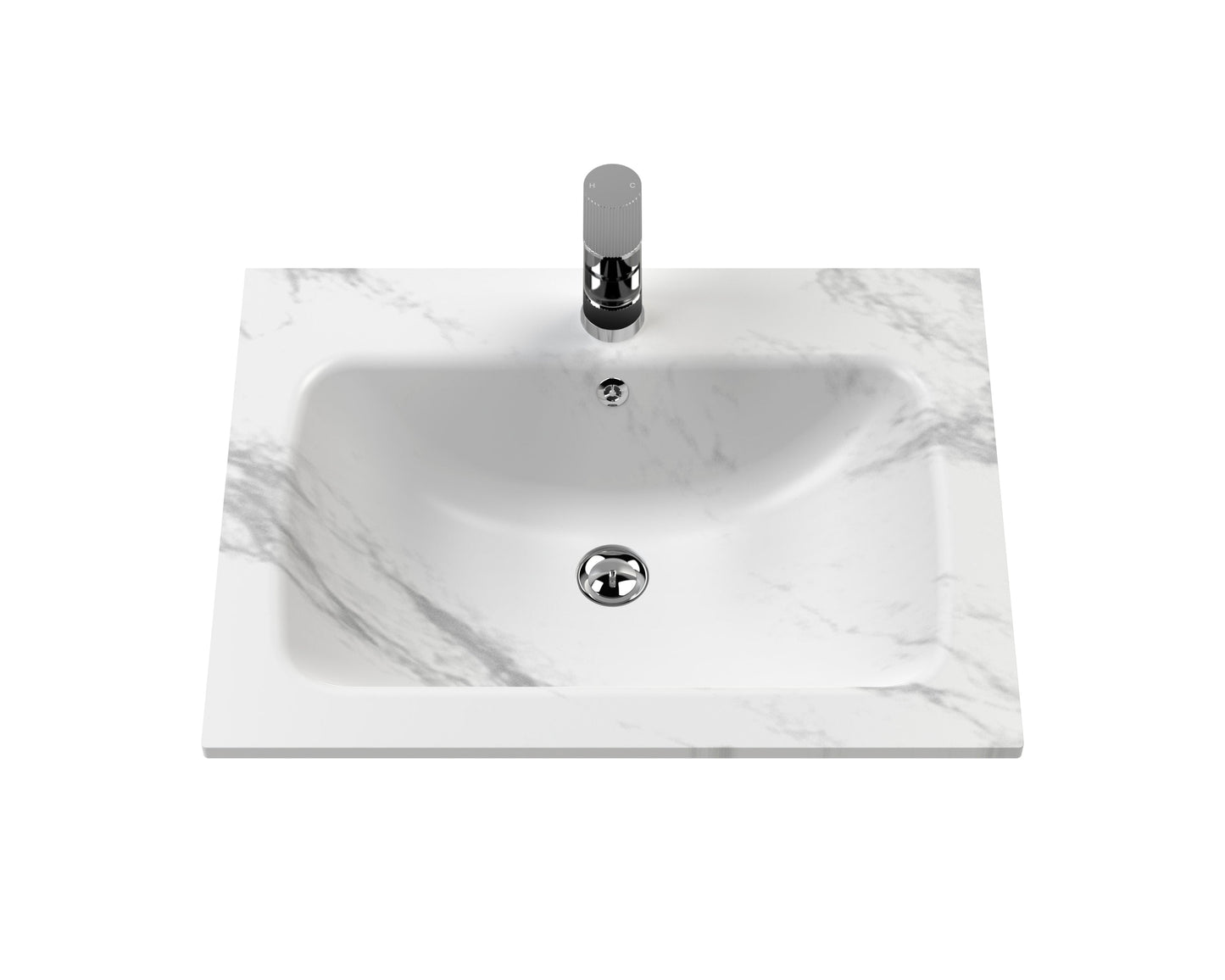 Bexley Floor Standing 1 Drawer Vanity & 1 Tap Hole Stone Basin, 600mm - Cool Grey