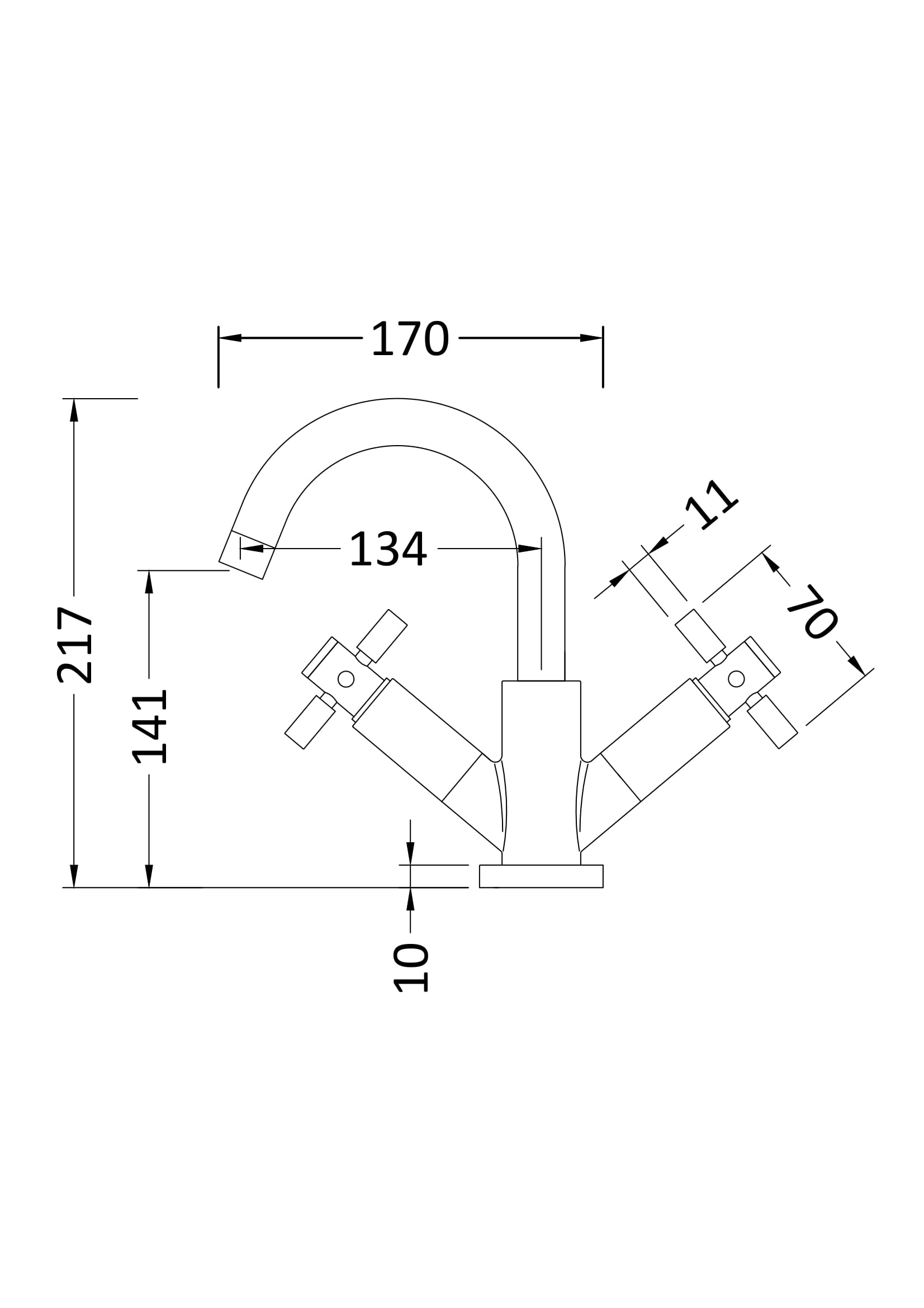 Tec Crosshead Mono Basin Mixer Brushed Brass