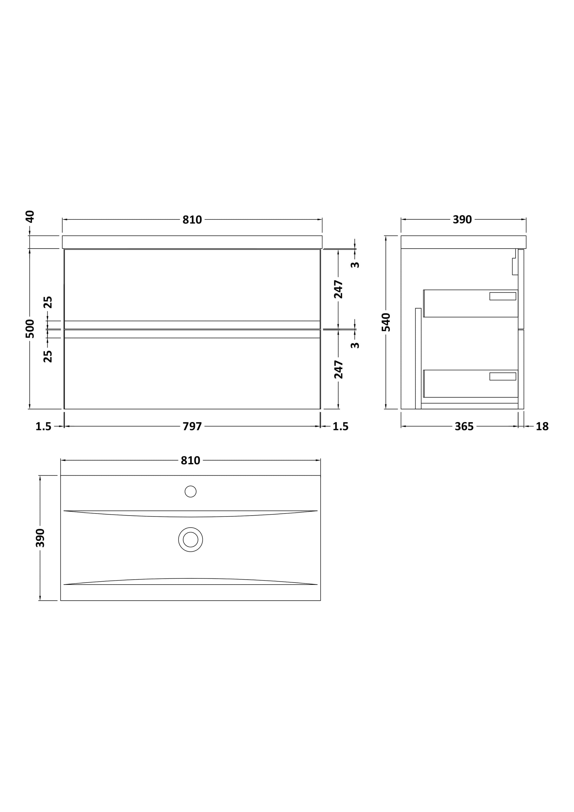 Urban Wall Hung 2 Drawer Vanity & Mid-Edge Ceramic Basin, 800mm